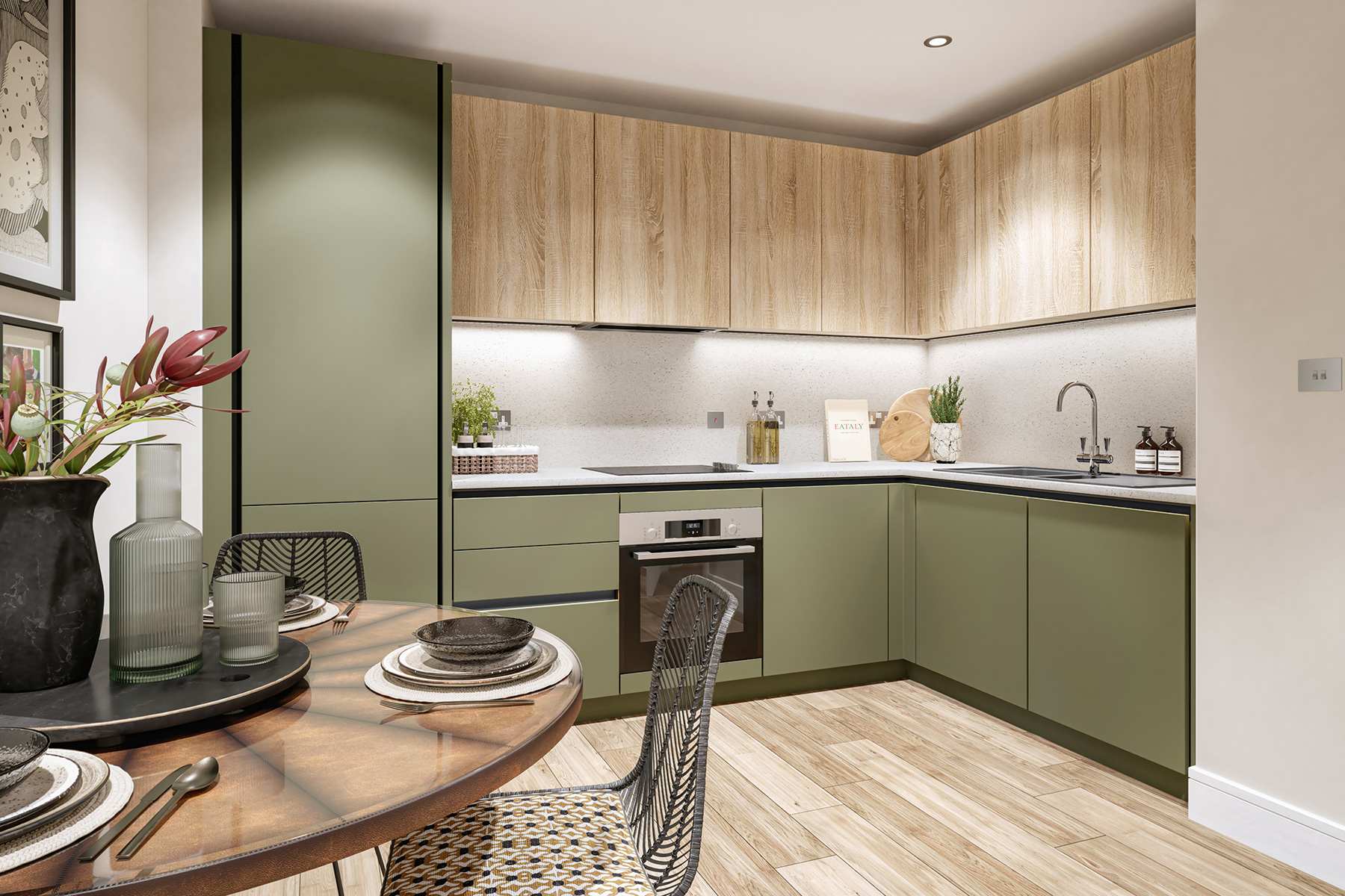 Elegant kitchen in the Earth interior palette