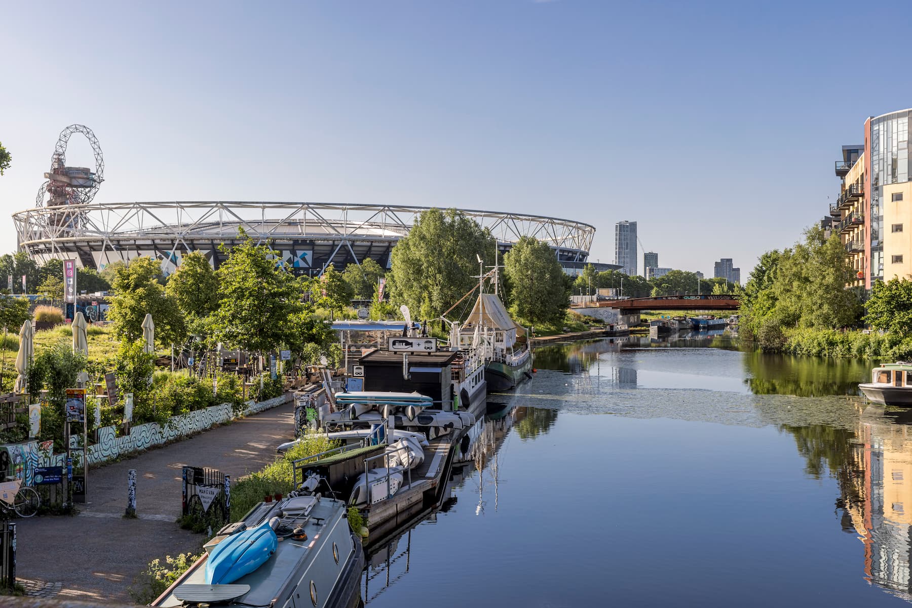Just a short walk along the River Lea to the The London Stadium