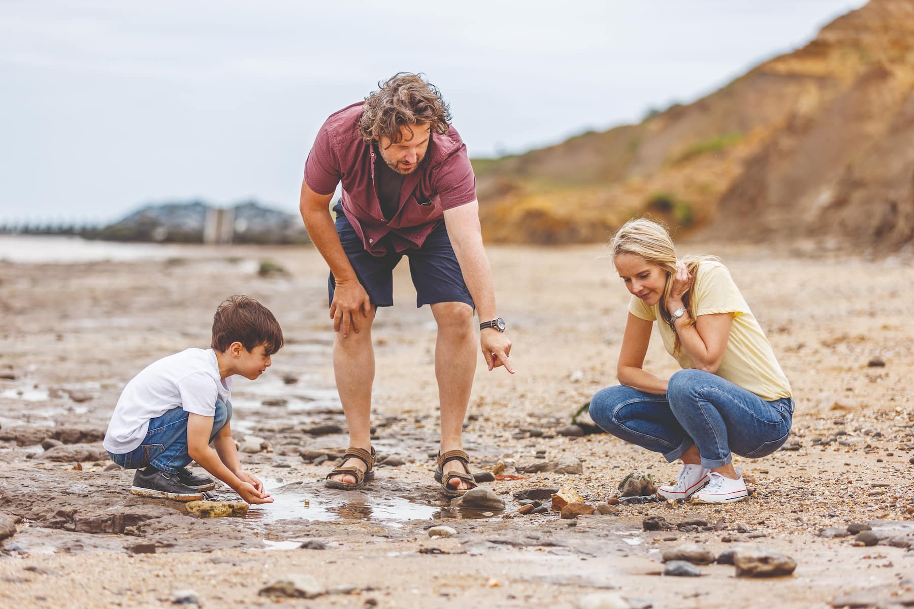 Samphire family on beach
