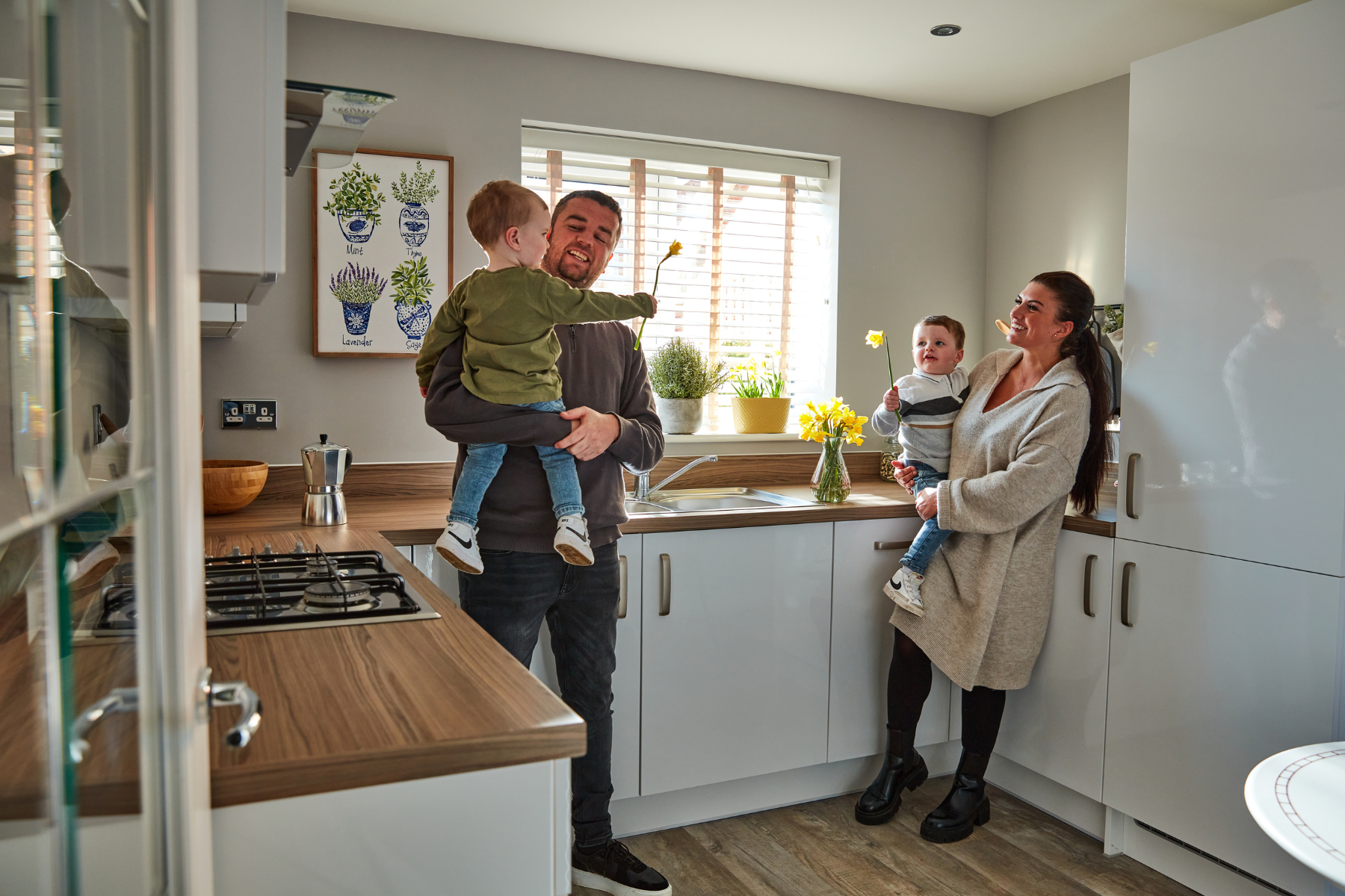 Family in kitchen