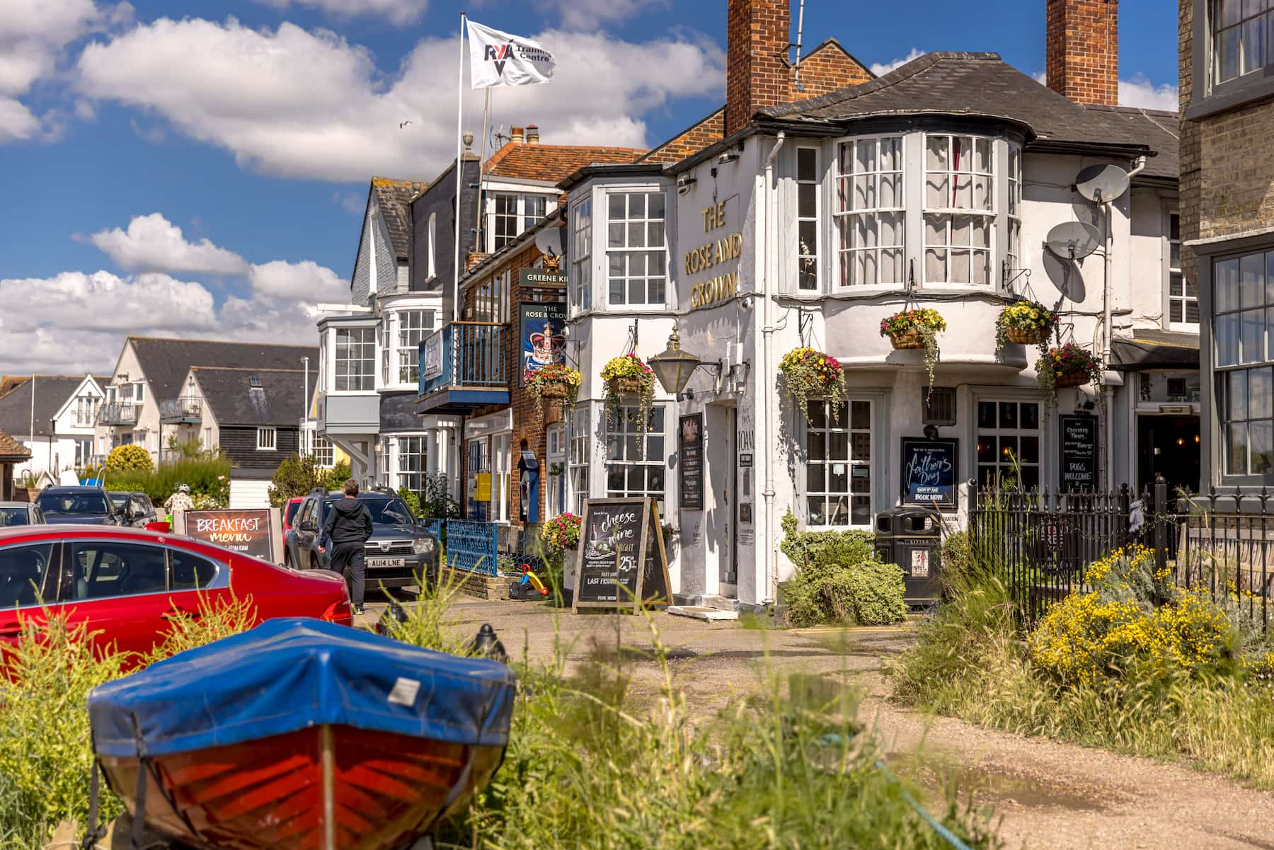 Take in the River Colne at the traditional British pub The Rose & Crown, set on Wivenhoe's quayside