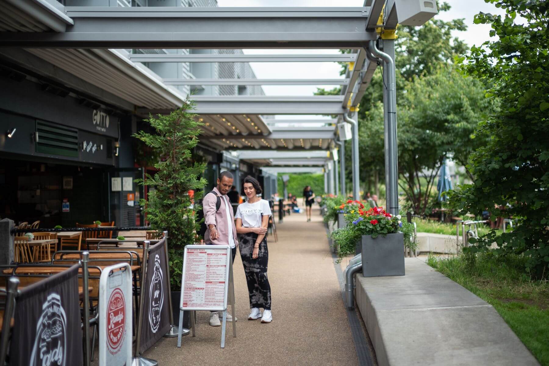 A collection of restaurants and bars within walking distance