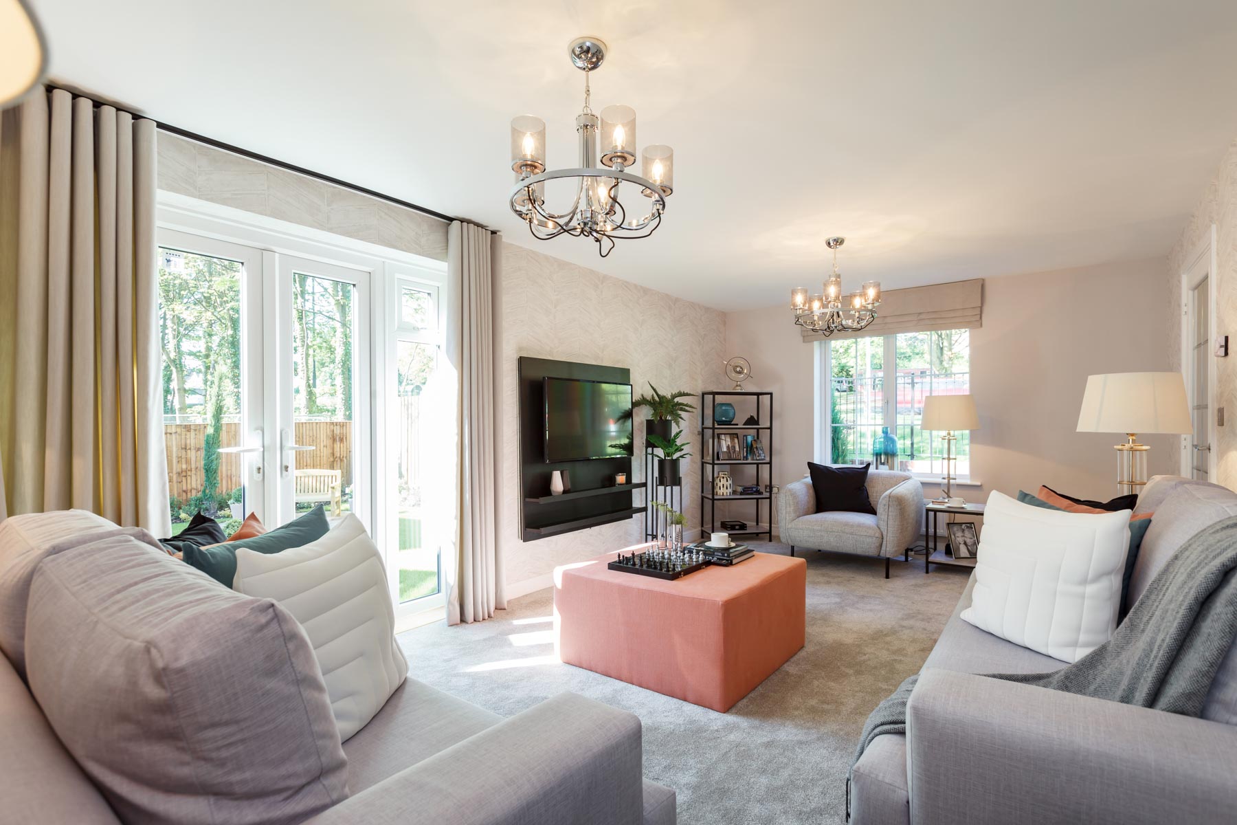 The lounge runs the full width of the home