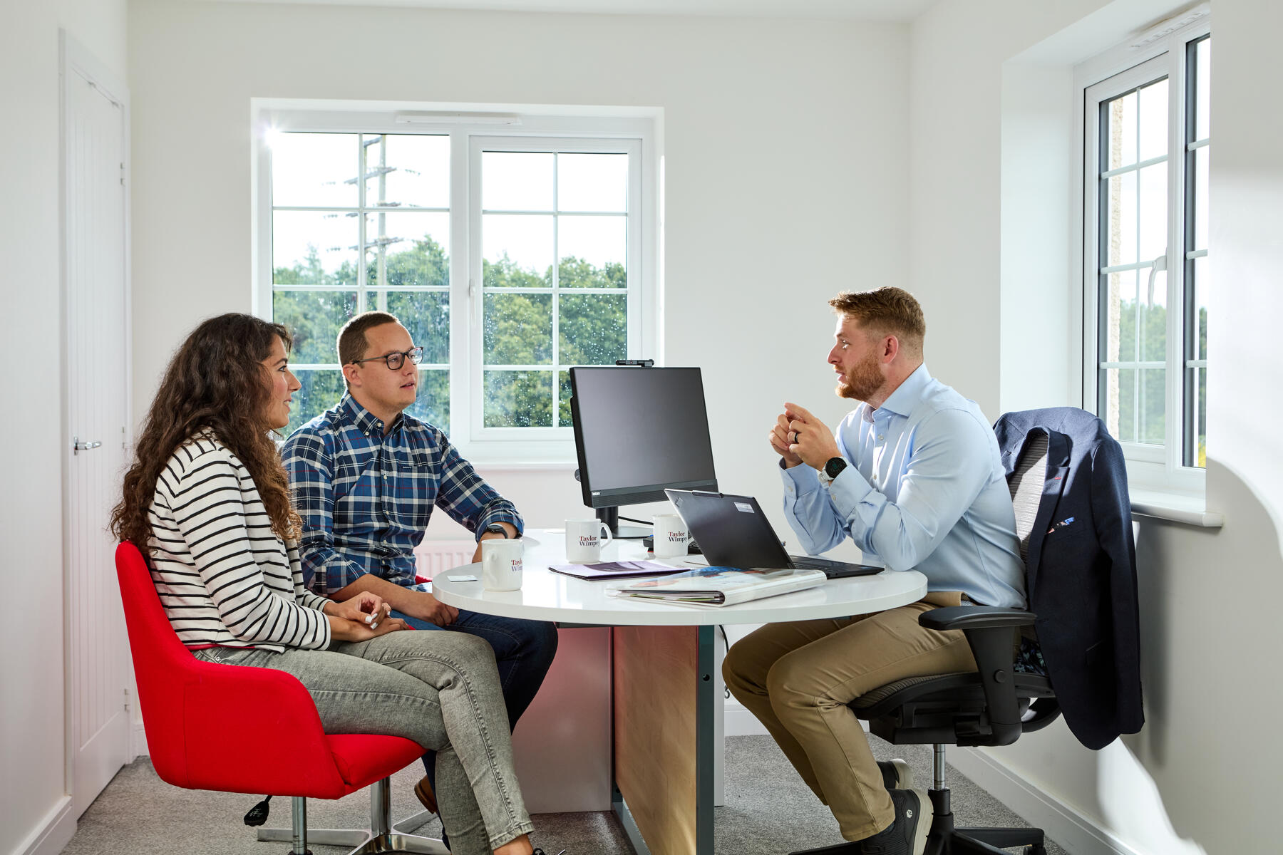 sales executive with customers