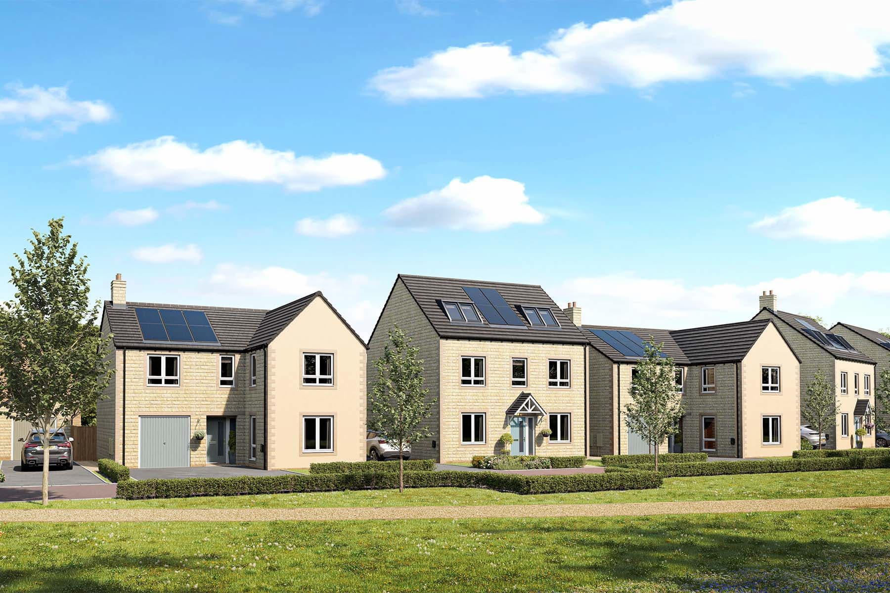 Complete with electric car charging, triple glazing, solar panels and other sustainable features