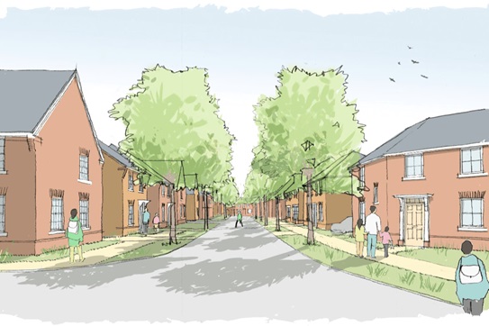 Artist's illustration of a typical street scene