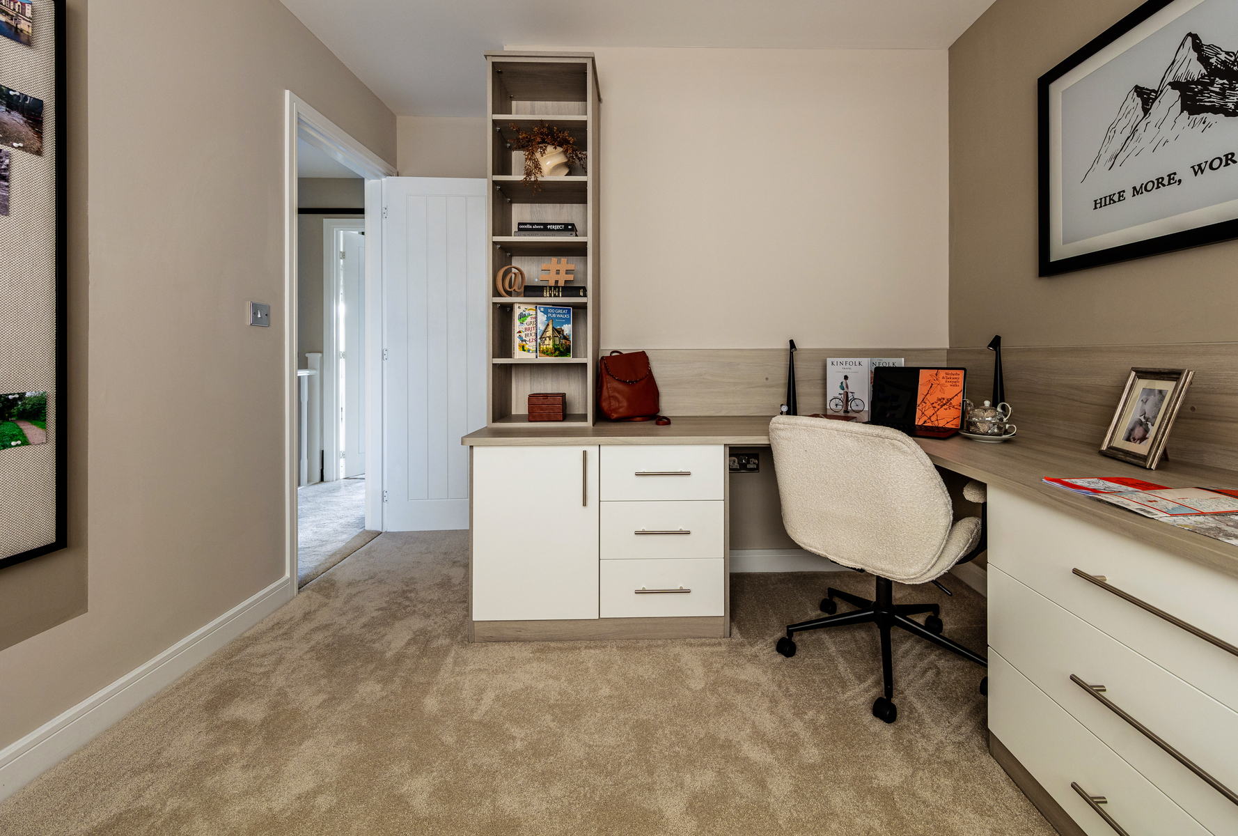 There's a dedicated home office at the front of the home