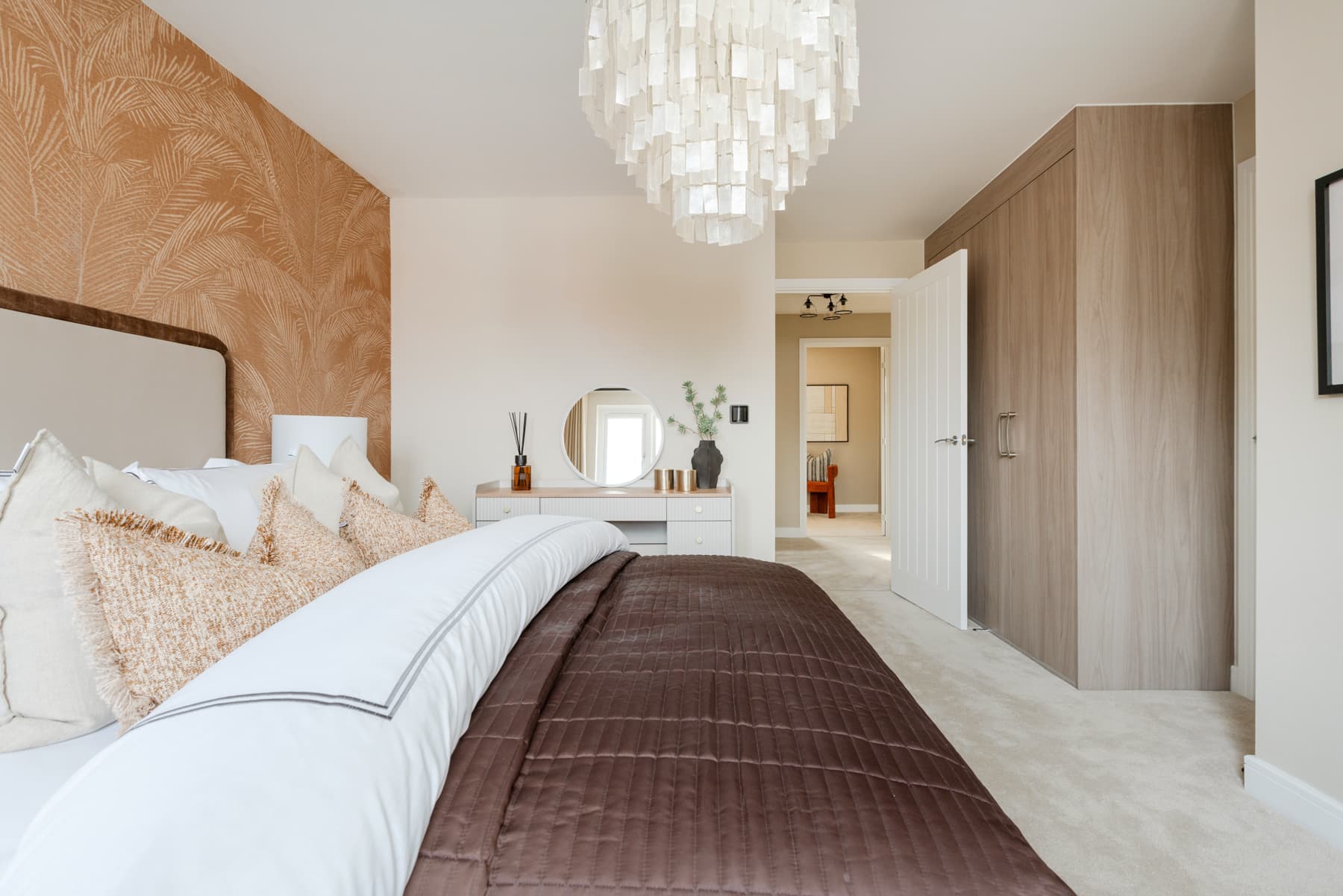 A storage cupboard provides additional space