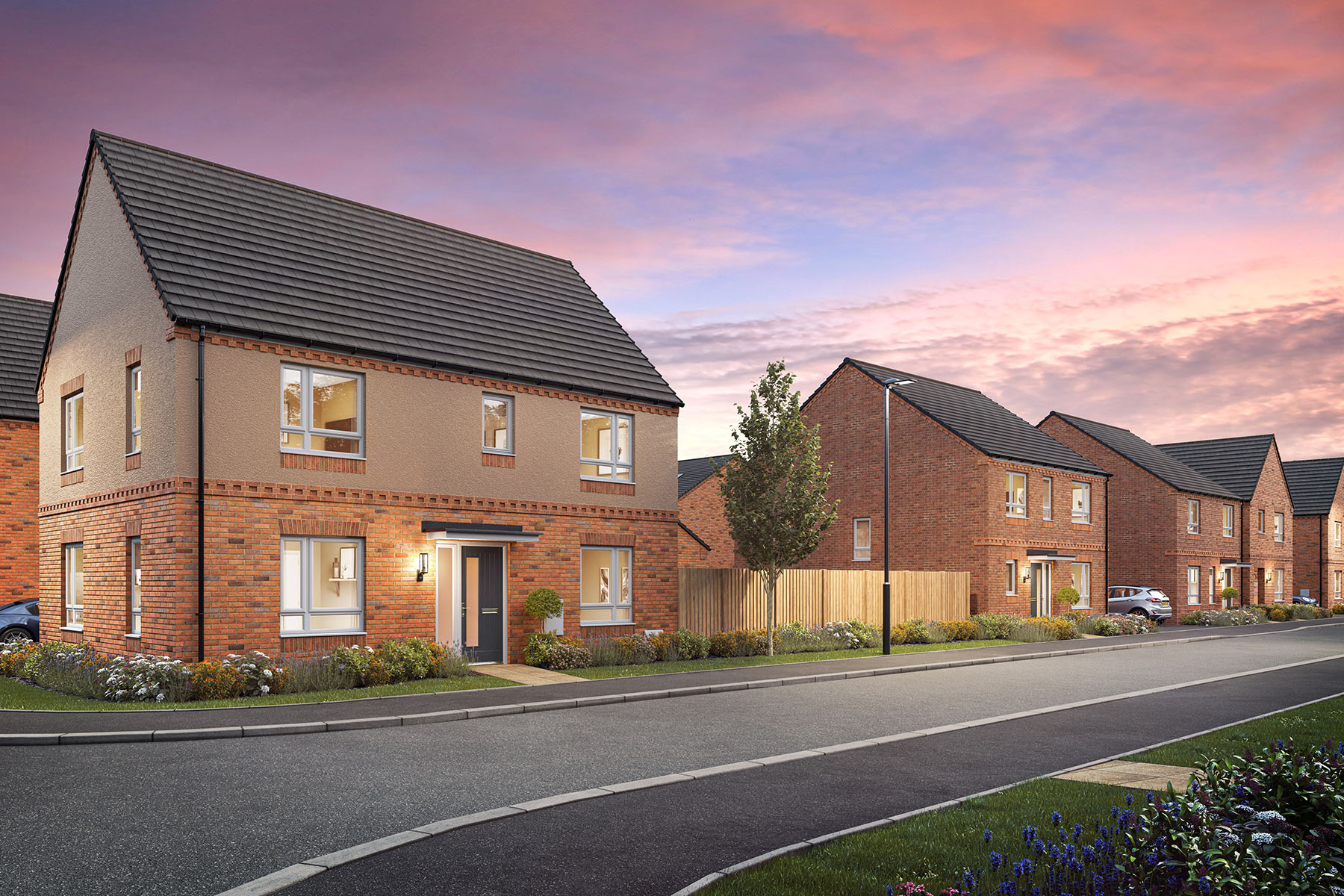 Warmly lit streets and thoughtfully designed homes create a place you'll love coming home to