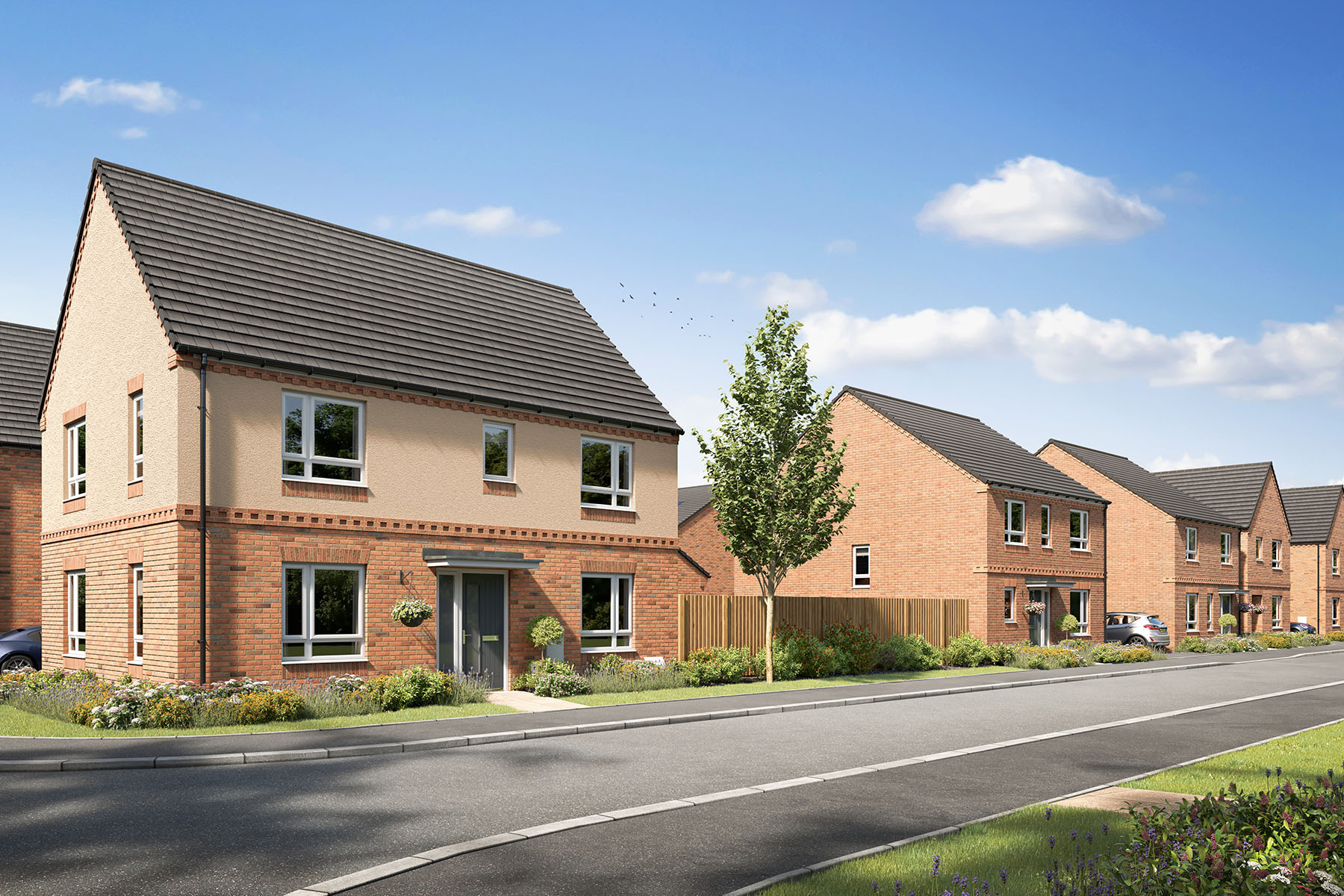 Thoughtfully designed homes and attractive streetscapes create a welcoming new community at Acorn Green