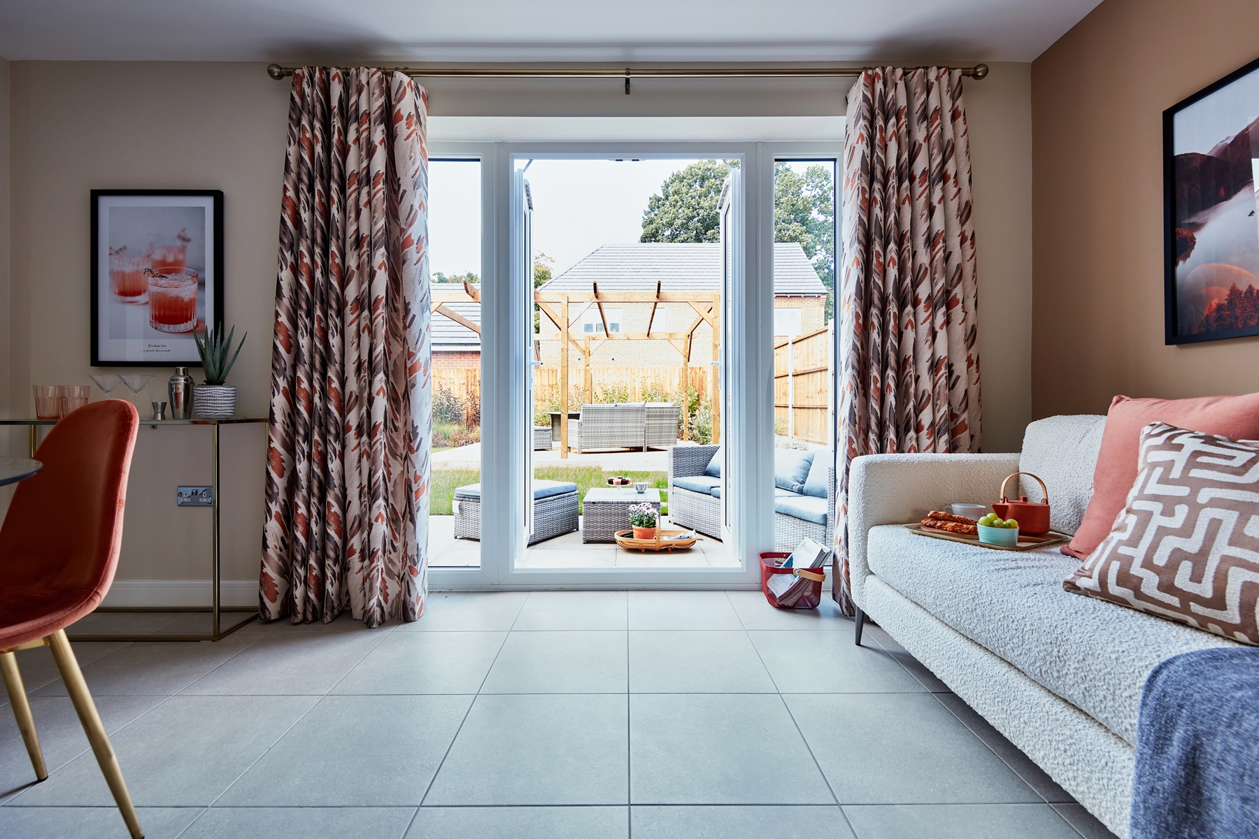 French doors open out from the kitchen to the rear garden