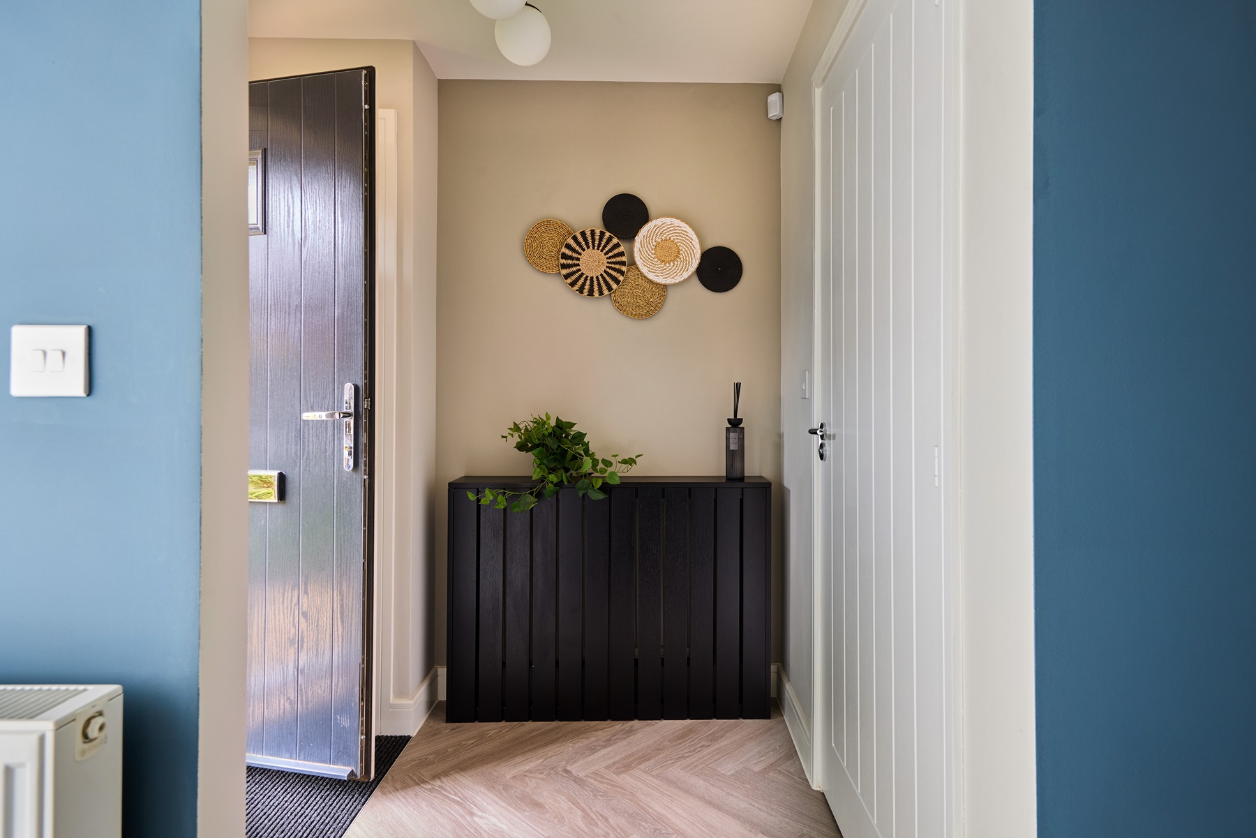 A welcoming entrance that sets a soft, calming first impression