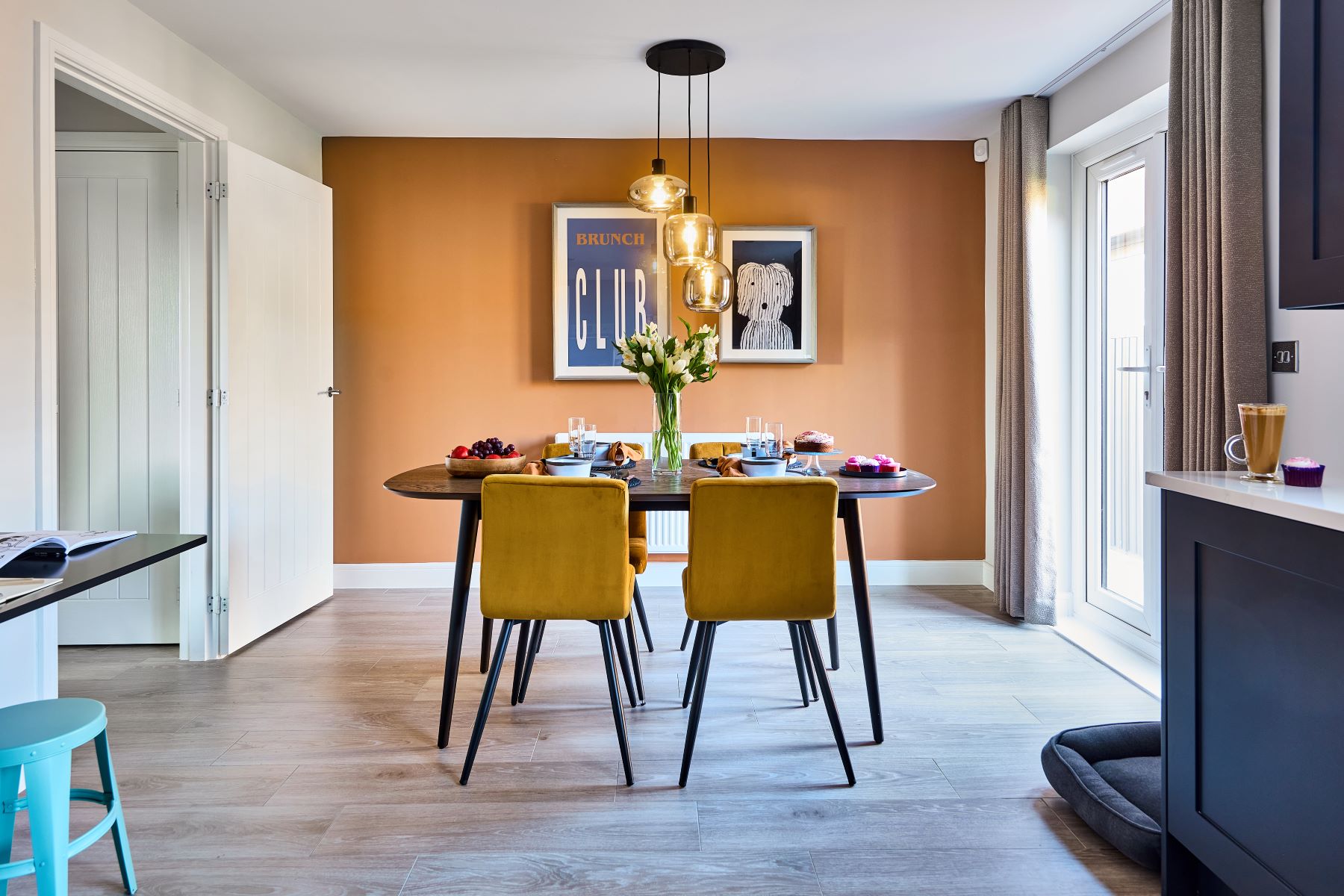 French doors keep the kitchen/diner light and airy