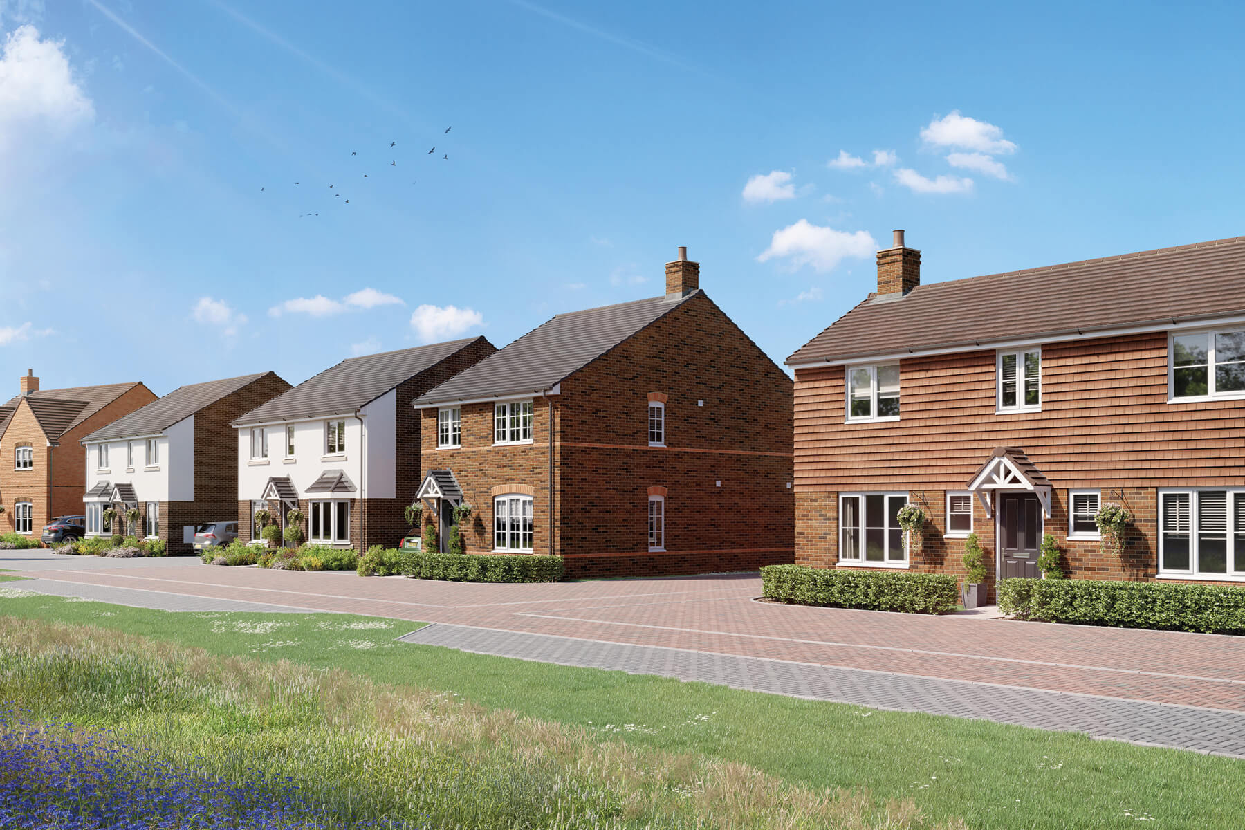 46145_TWO_Shaw Valley_CGIs_LNP_v14_Street Scene 1 - Plots 152-156