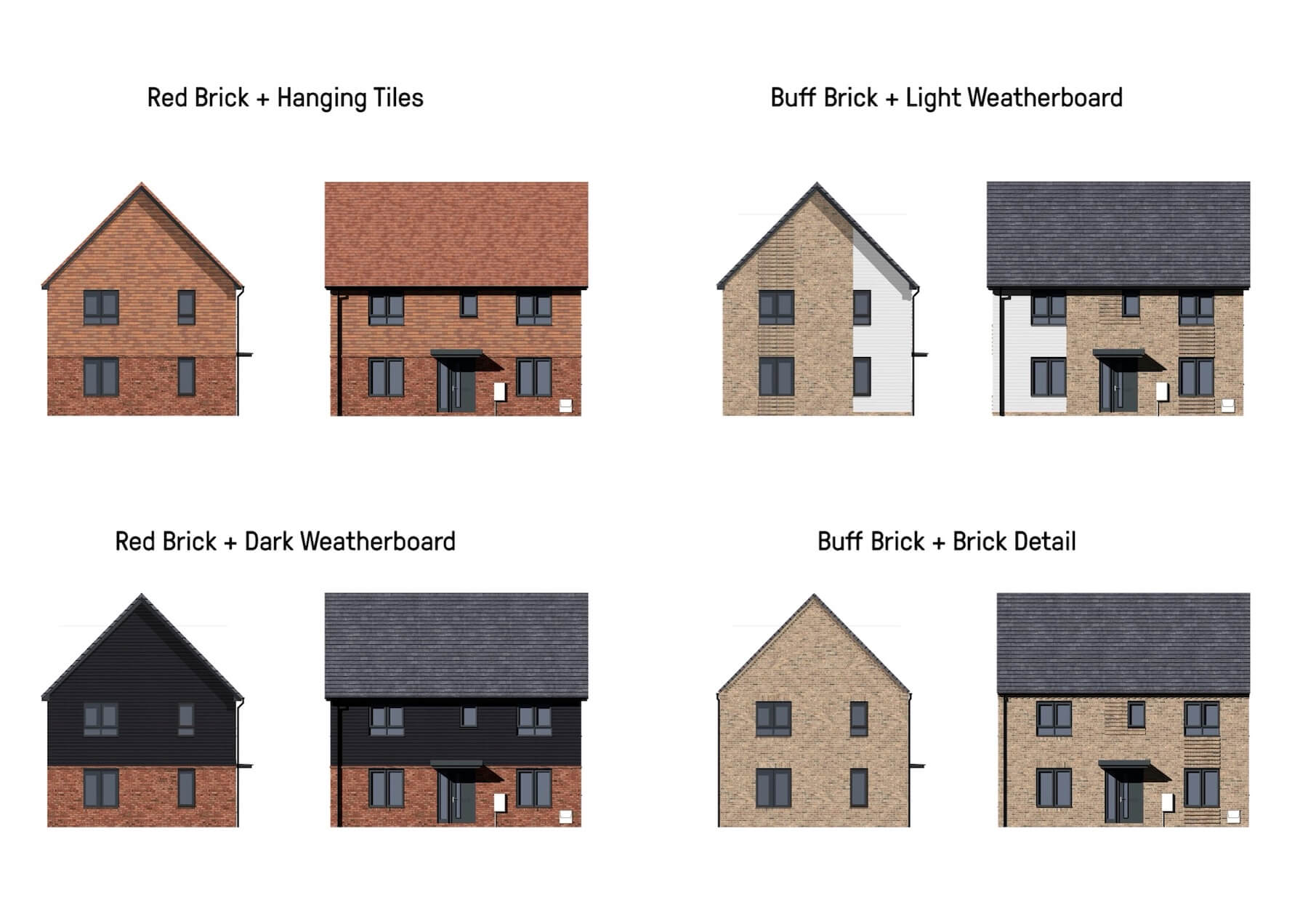 Taylor Wimpey Seghers Place Uckfield Elevation examples with materials