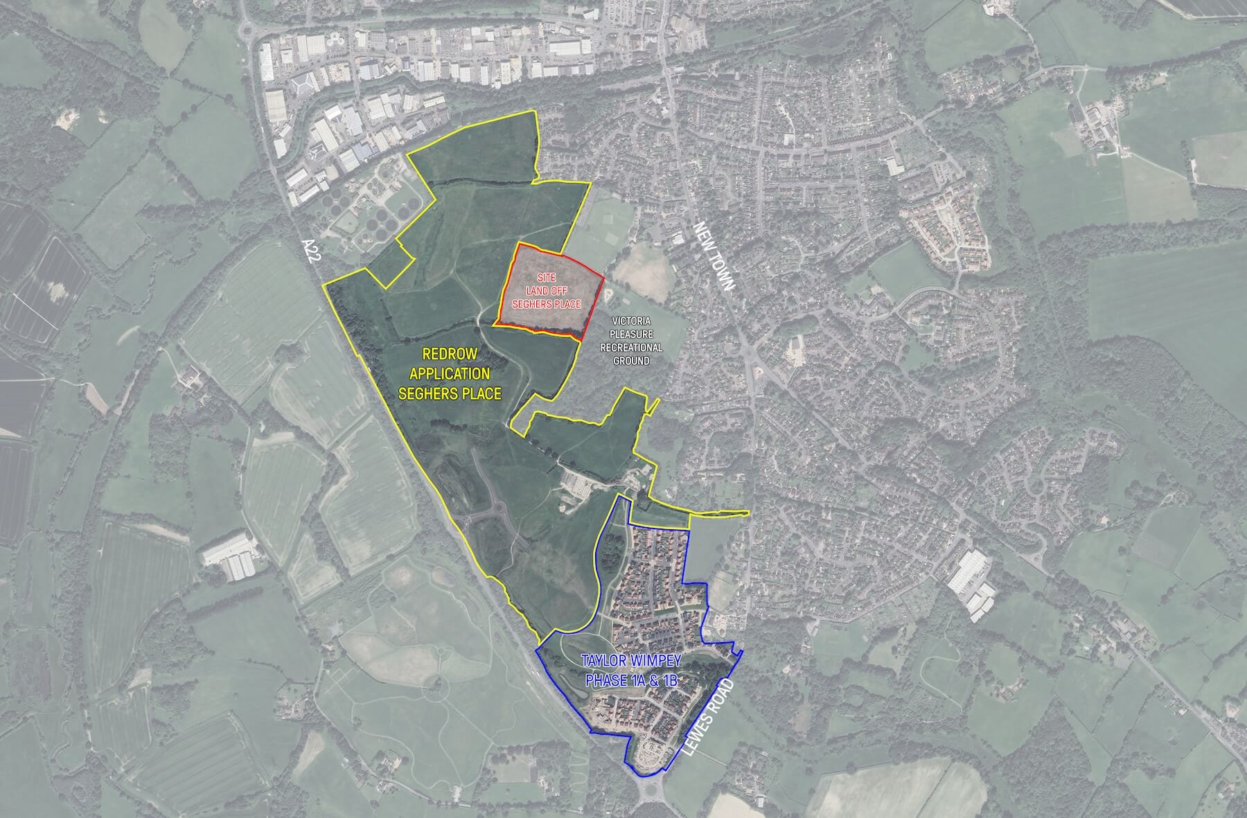 Taylor Wimpey Seghers Place Uckfield aerial map