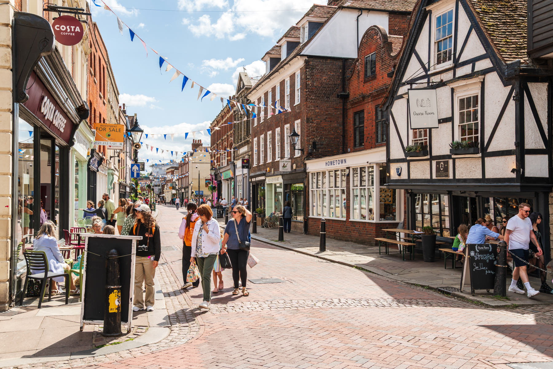 Rochester high street offers plenty of cafes, shops and restaurants 