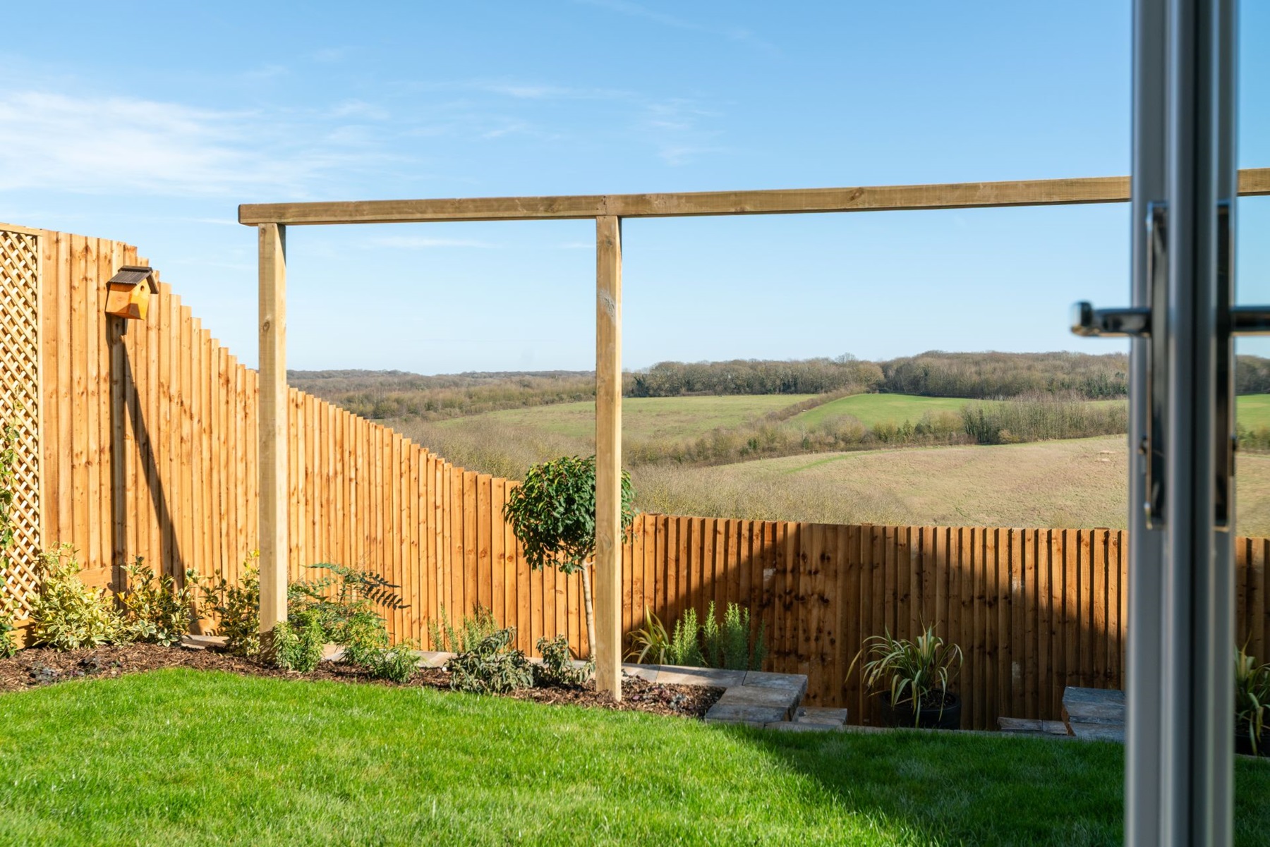 Capstone Oaks garden, looking over areas of green space