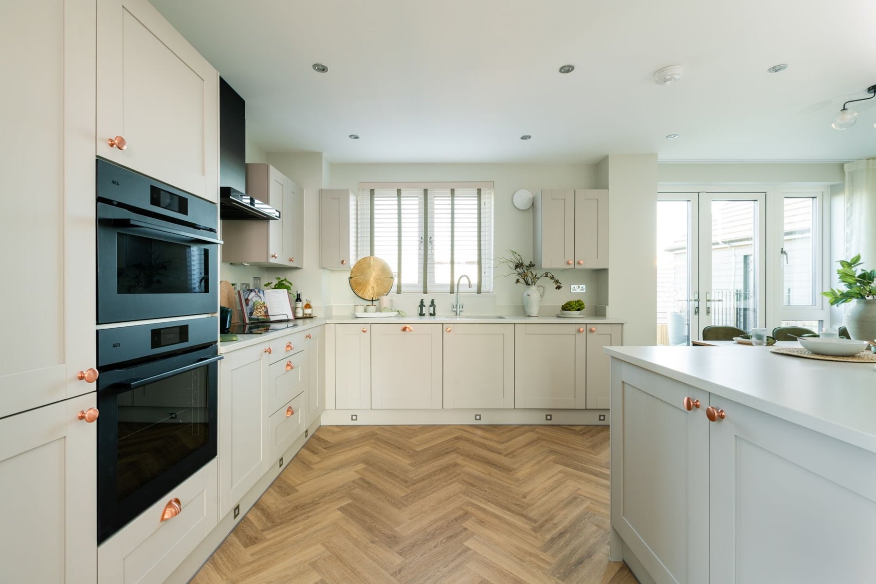 This kitchen offers plenty of counter space and ample storage