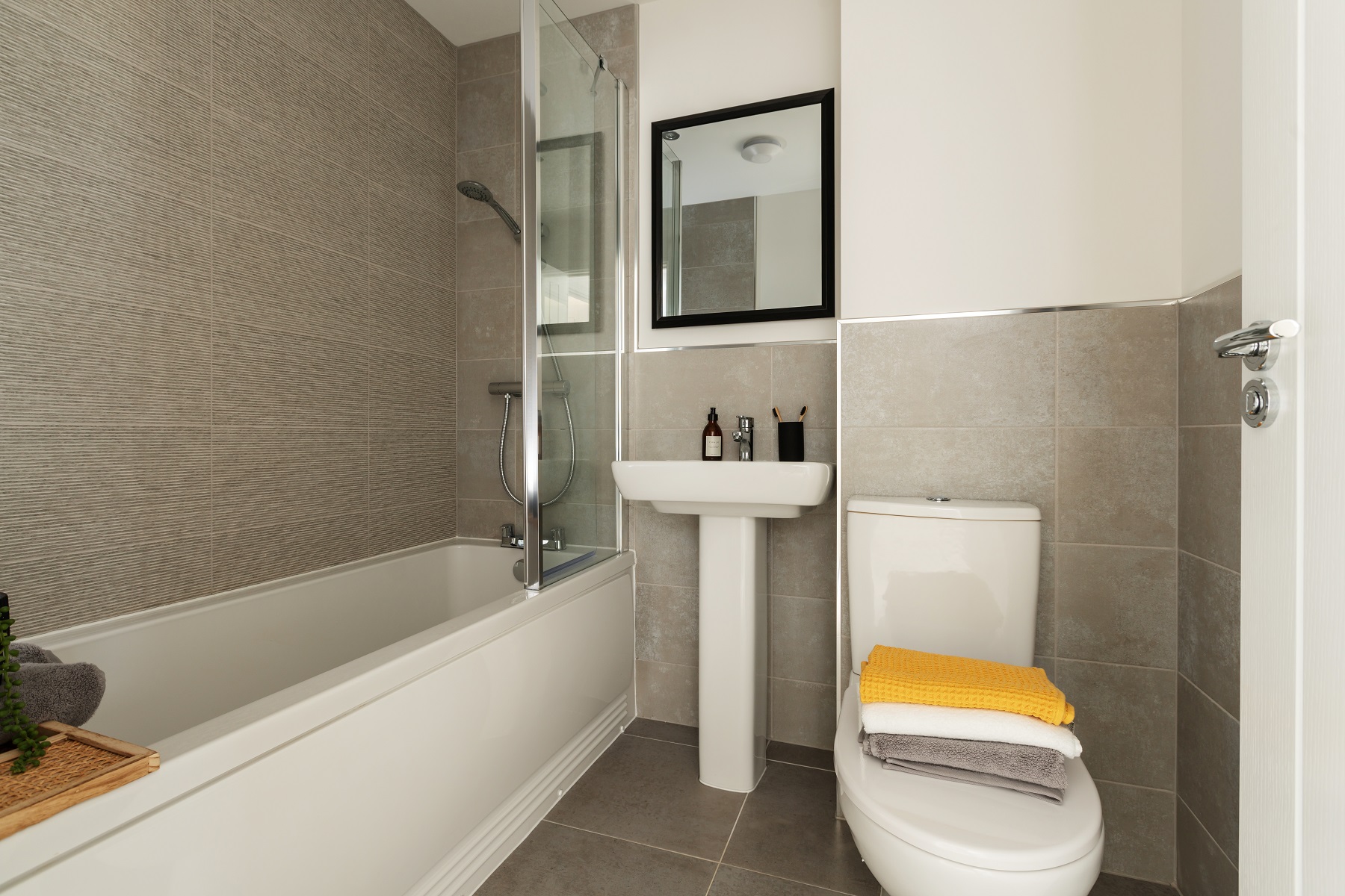 The family bathroom features energy saving features