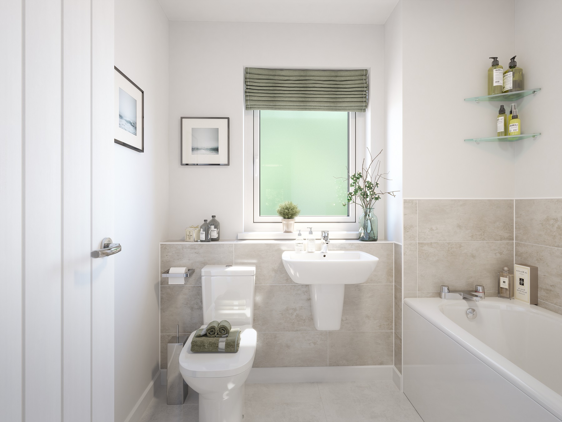 The family bathroom uses energy saving features