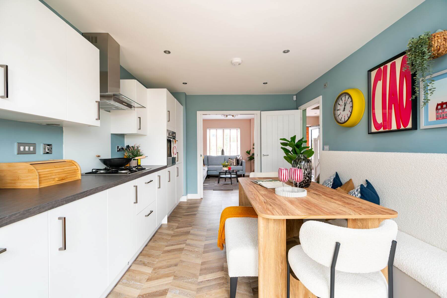The kitchen area benefits from a modern design to maximise storage space