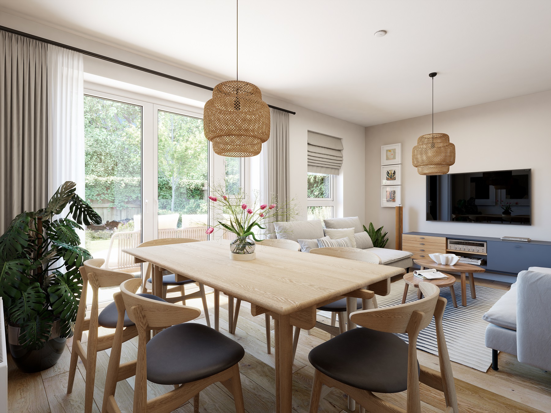 An open-plan living and dining area