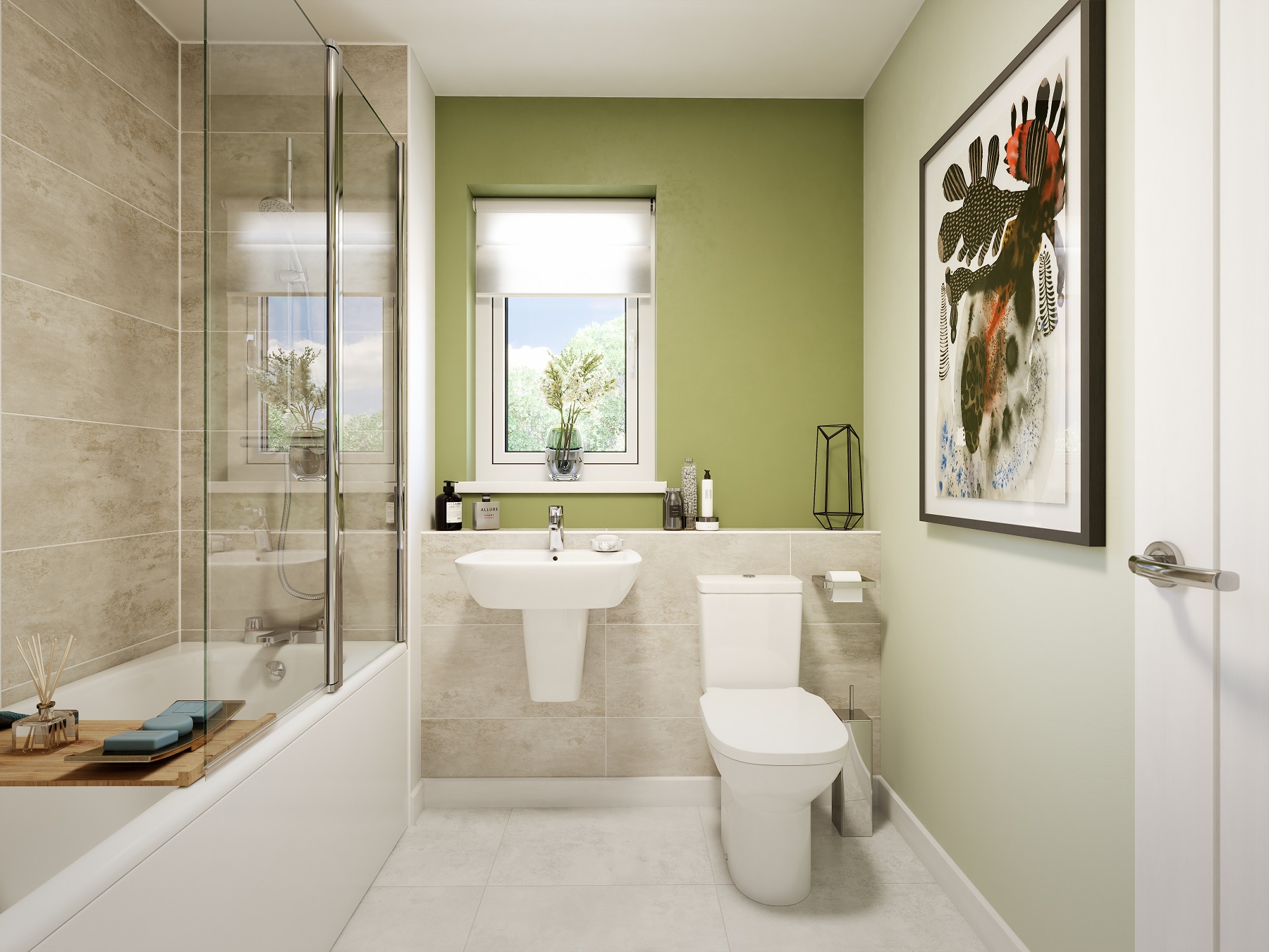 A main bathroom with high quality fixtures and fittings