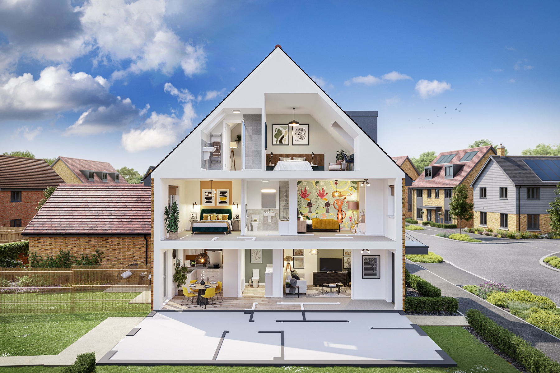 Offering three floors of living space, The Braxton is designed with families in mind