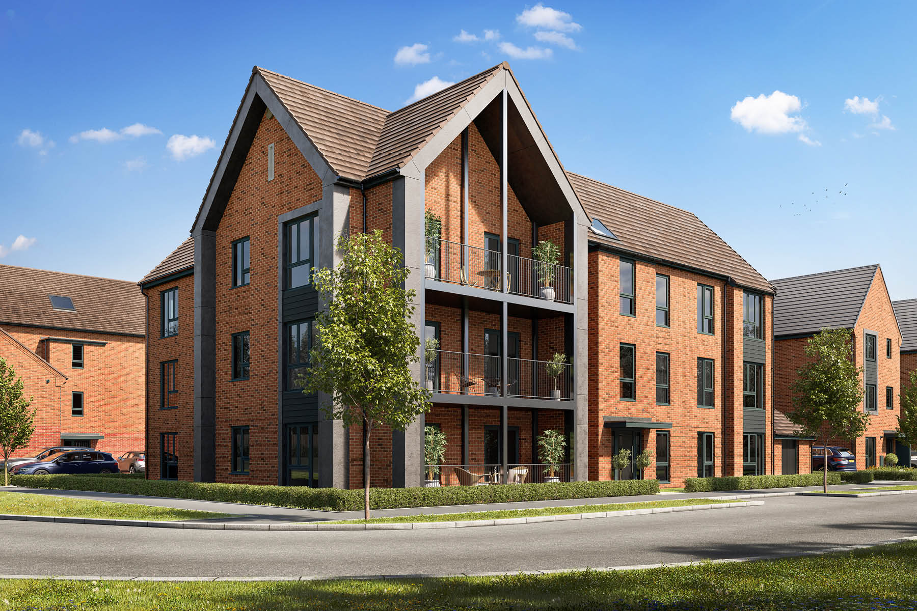 An artists impression of the Garrison Grove apartment block