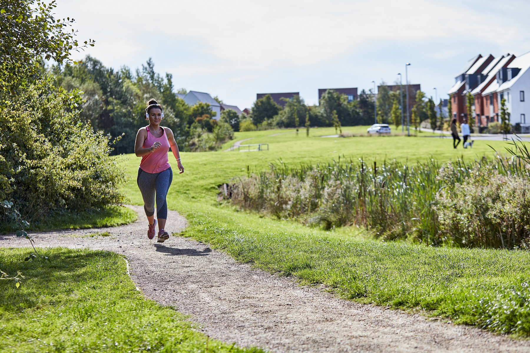 Lady outside running