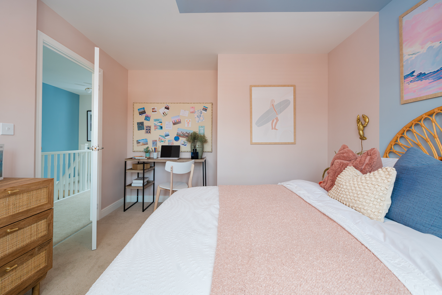 Bedroom 2 offers extra space for a desk and storage