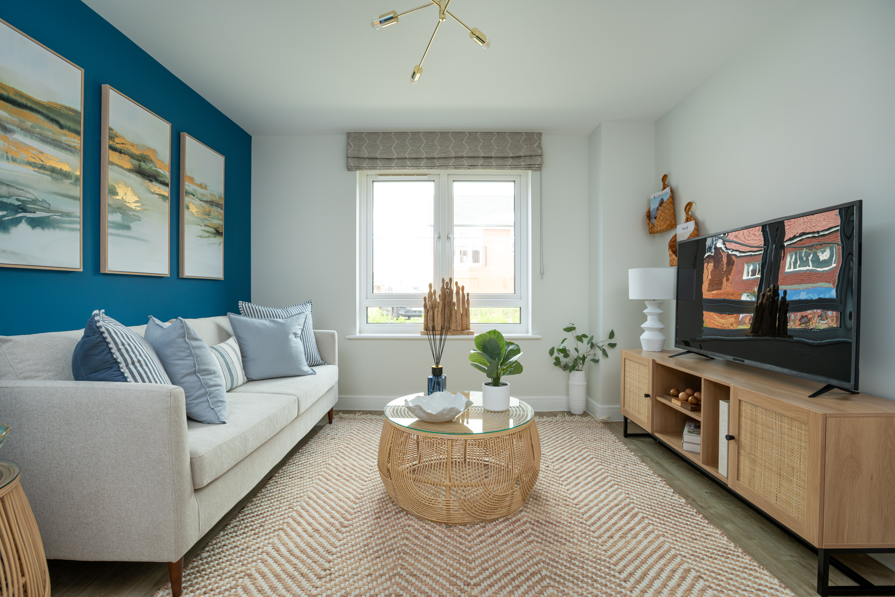 The living room is located at the front of the home