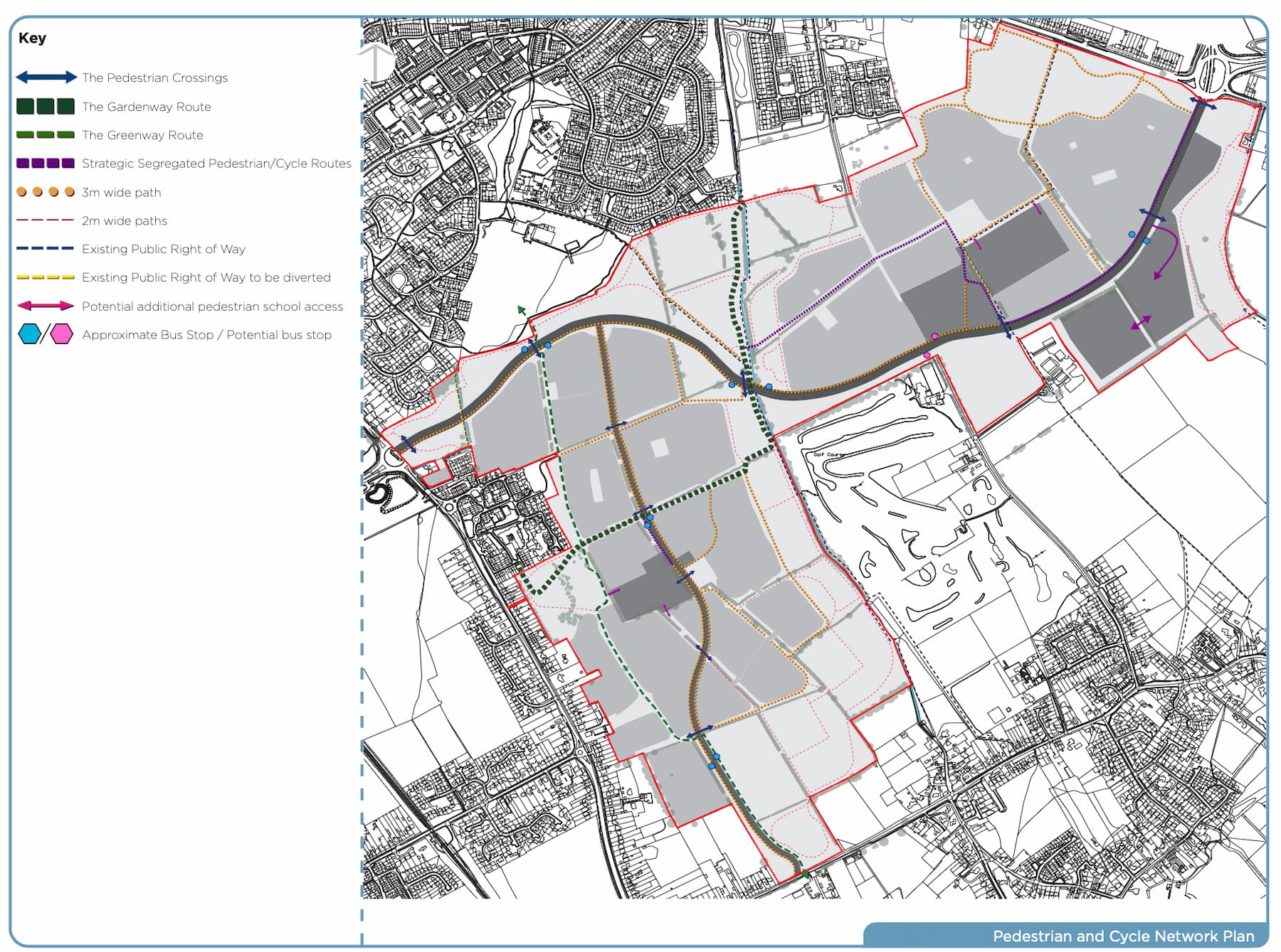 Pedestrian and cycle network plan