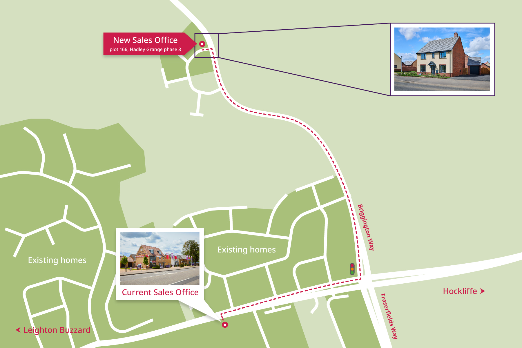 A map to show how to find our new Hadley Grange sales office
