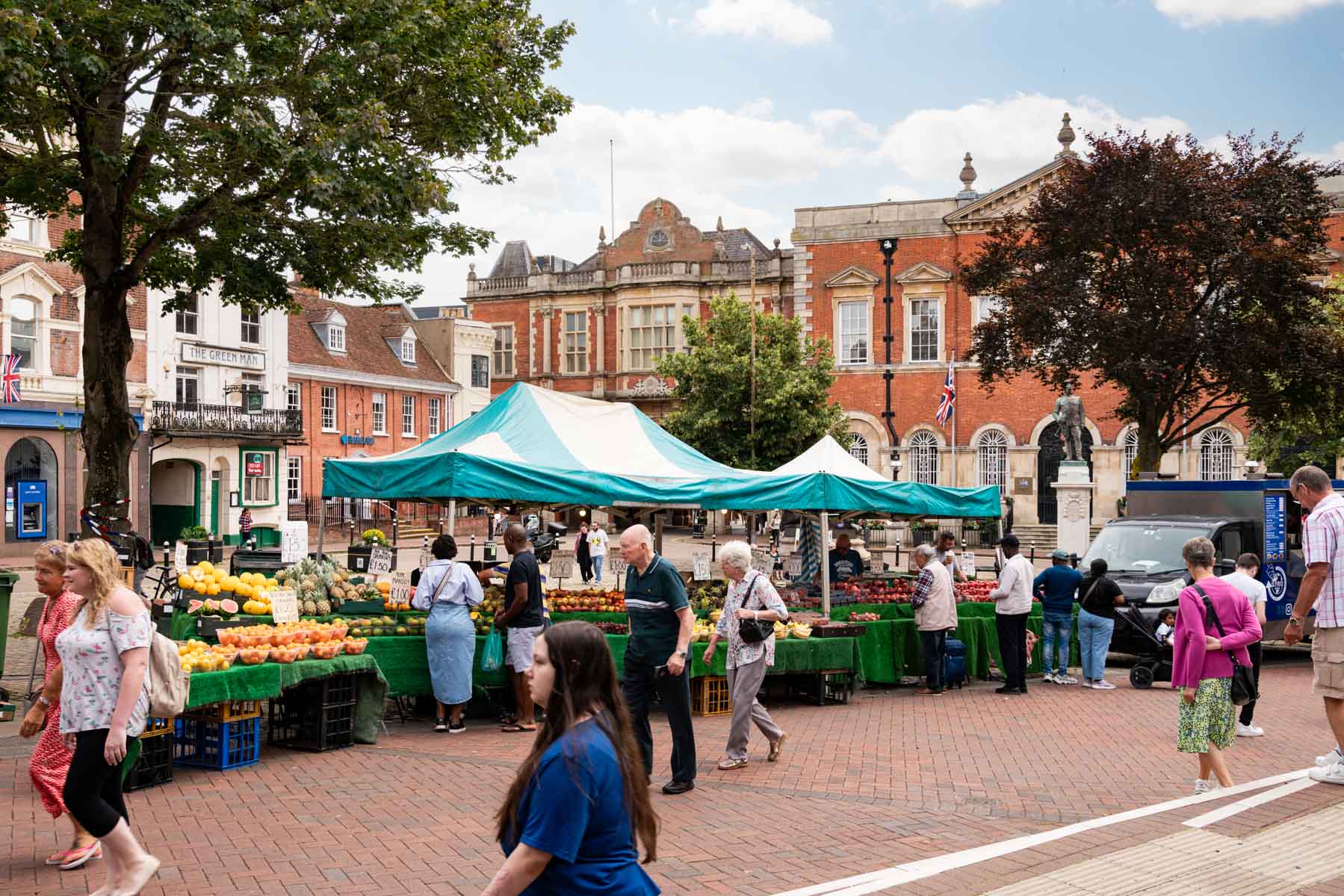 A bustling market town