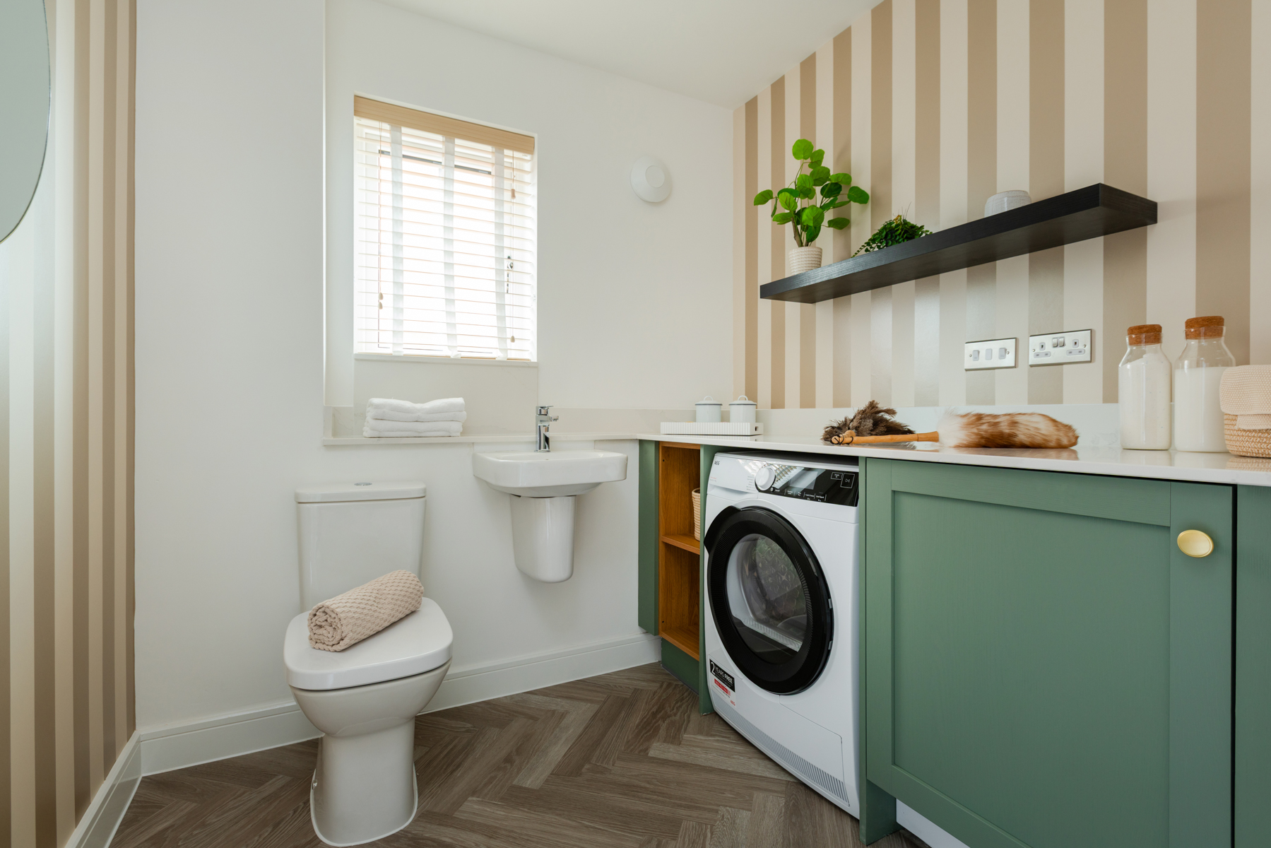 With a handy utility space to separate your laundry station