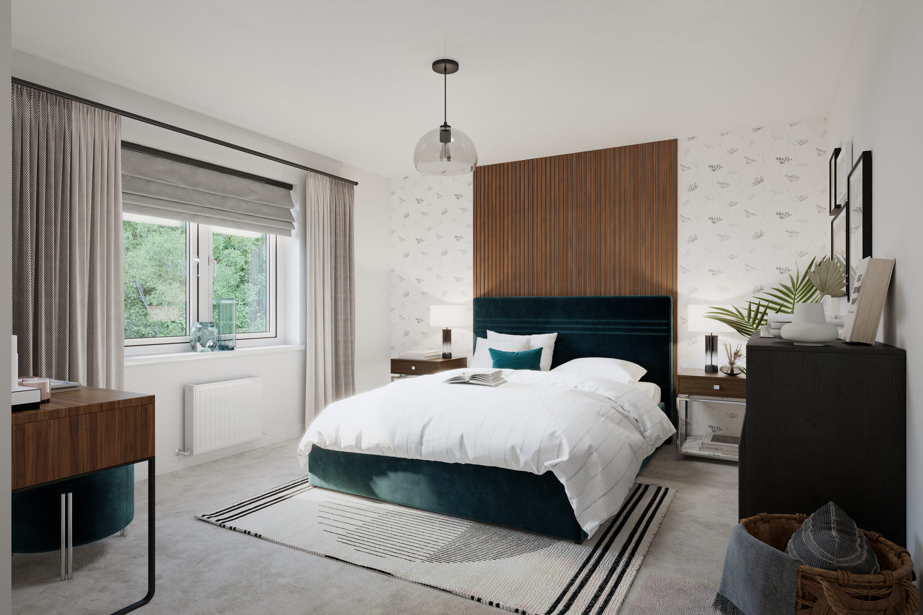 King size bed in bedroom