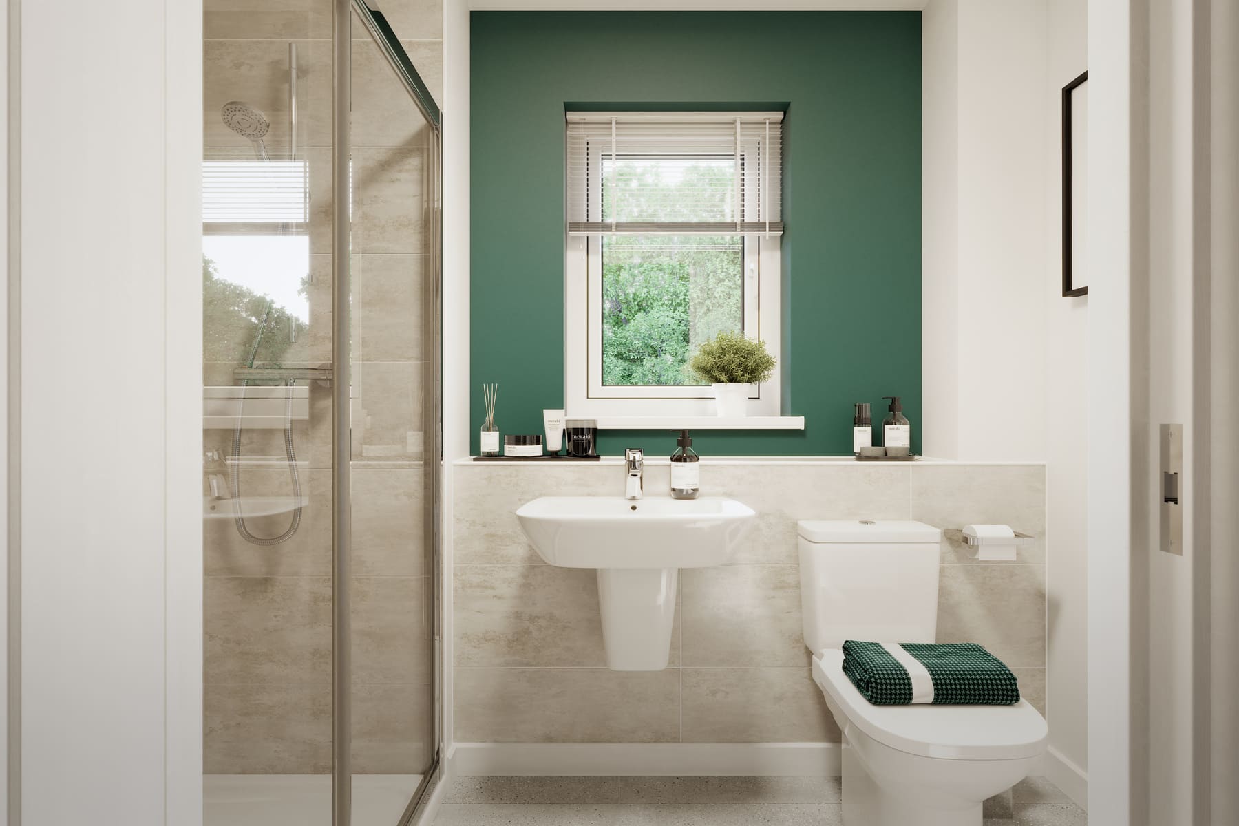 Toilet, sink and shower