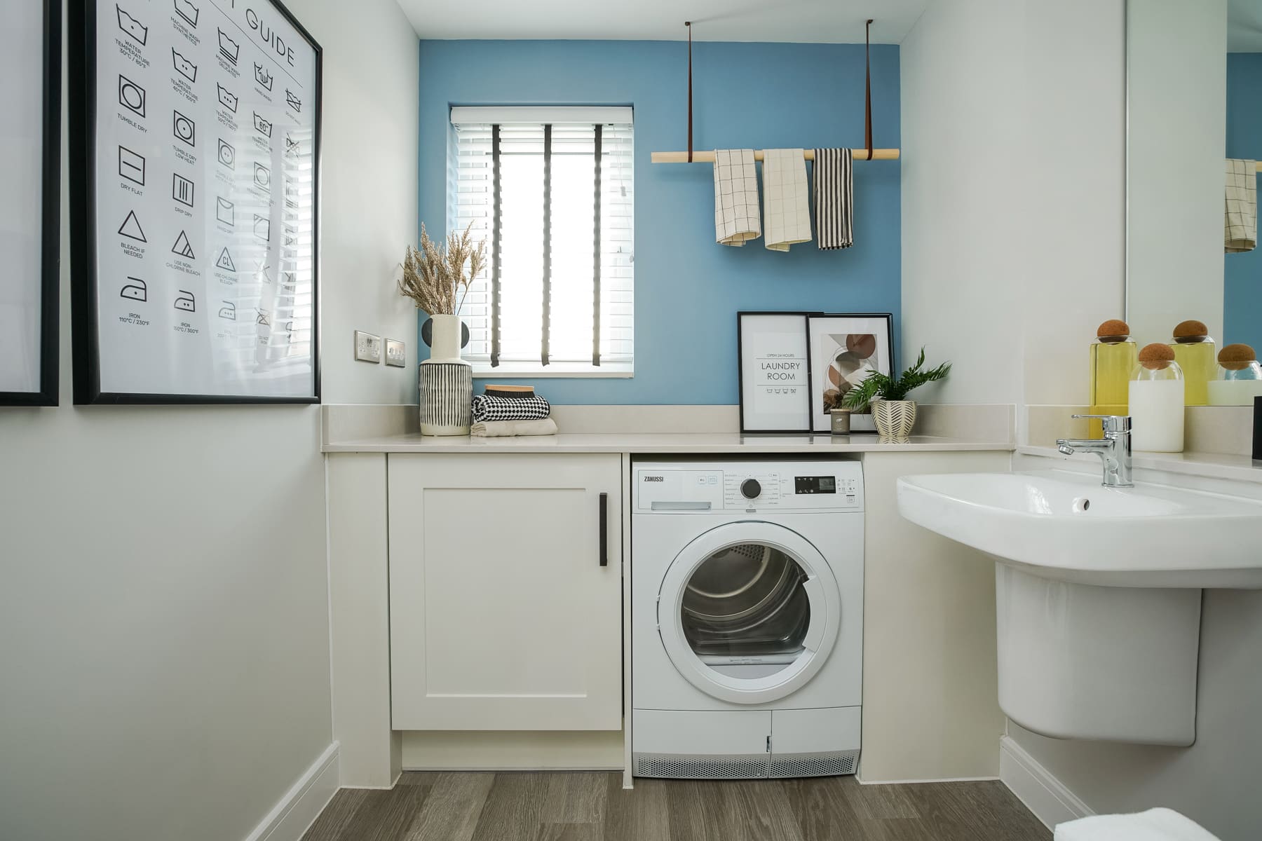 Toilet, sink and washing machine