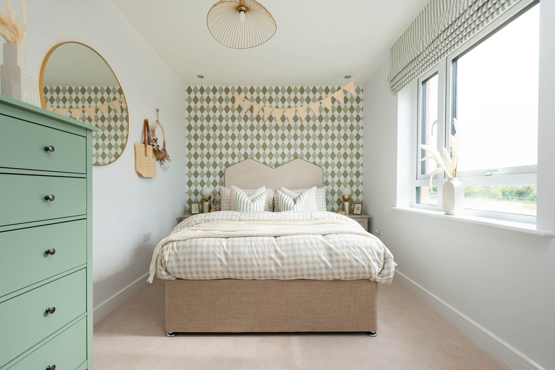 Double bed and tall boy