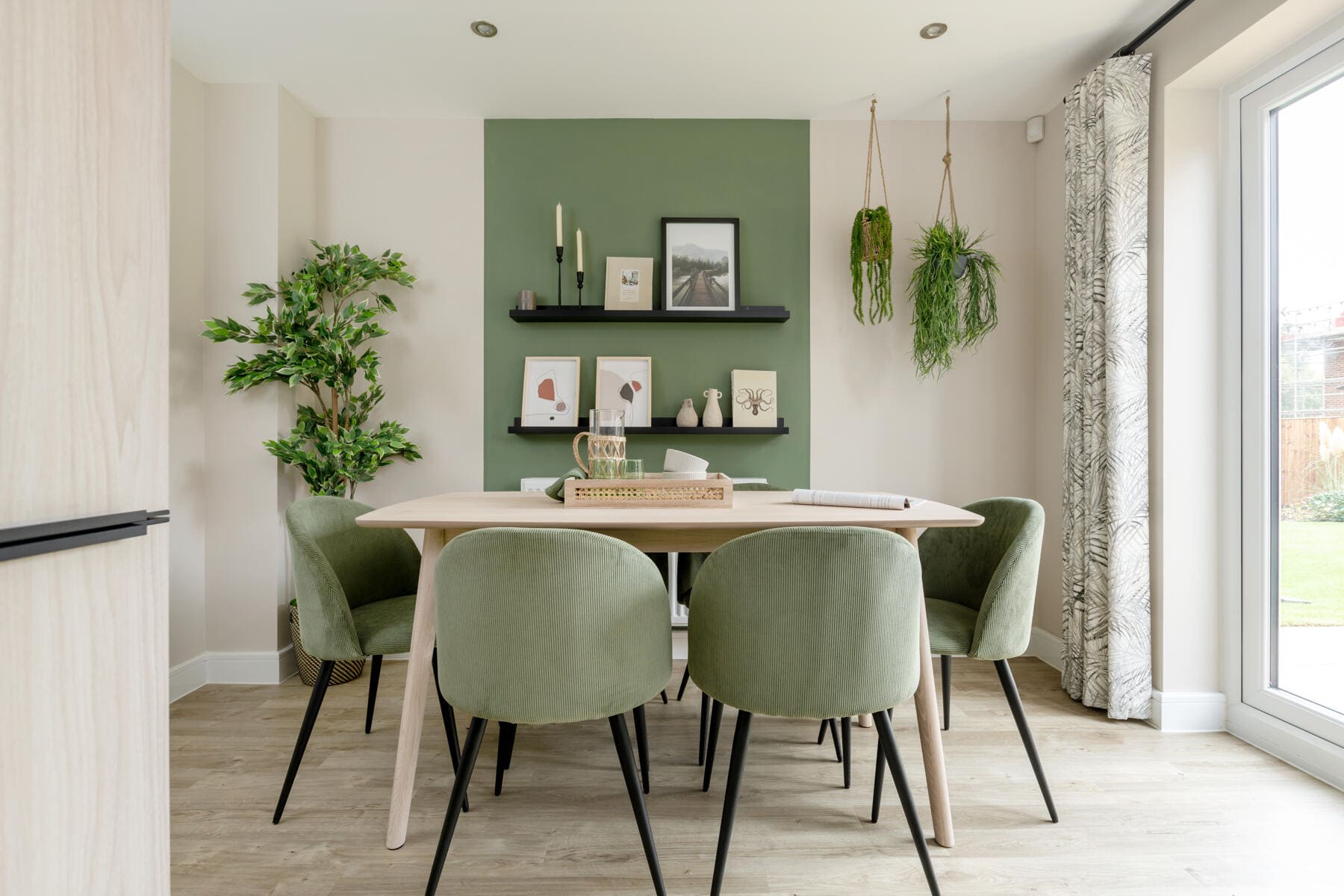 Dining table next to patio doors 