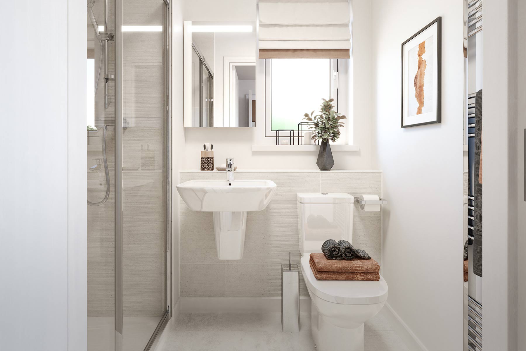 Porcelanosa wall tiles complete the en suite