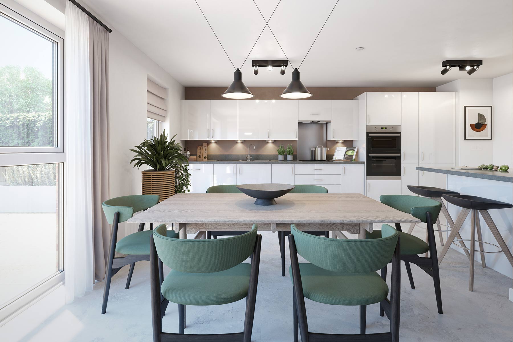 A sociable kitchen dining space for entertaining
