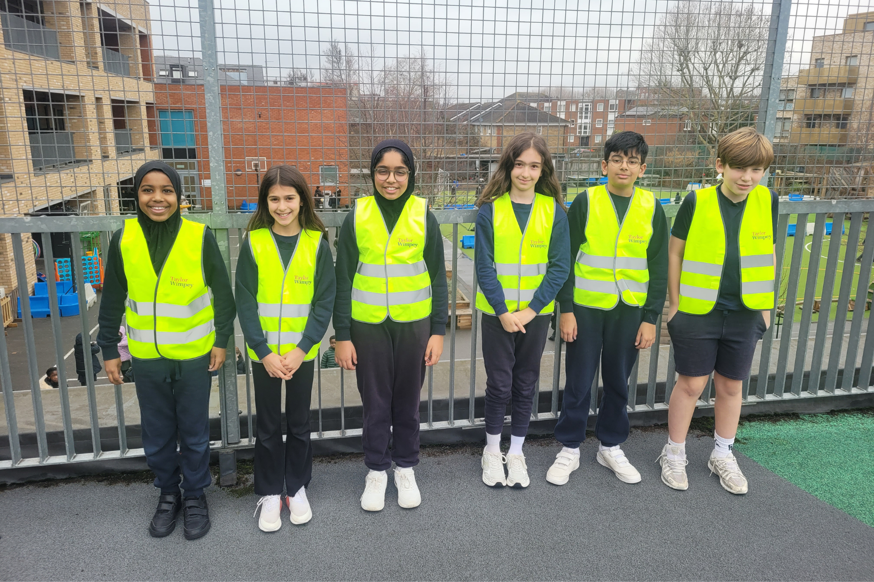 Pupils at Floreat Wandsworth Primary School in their new hi vis jackets
