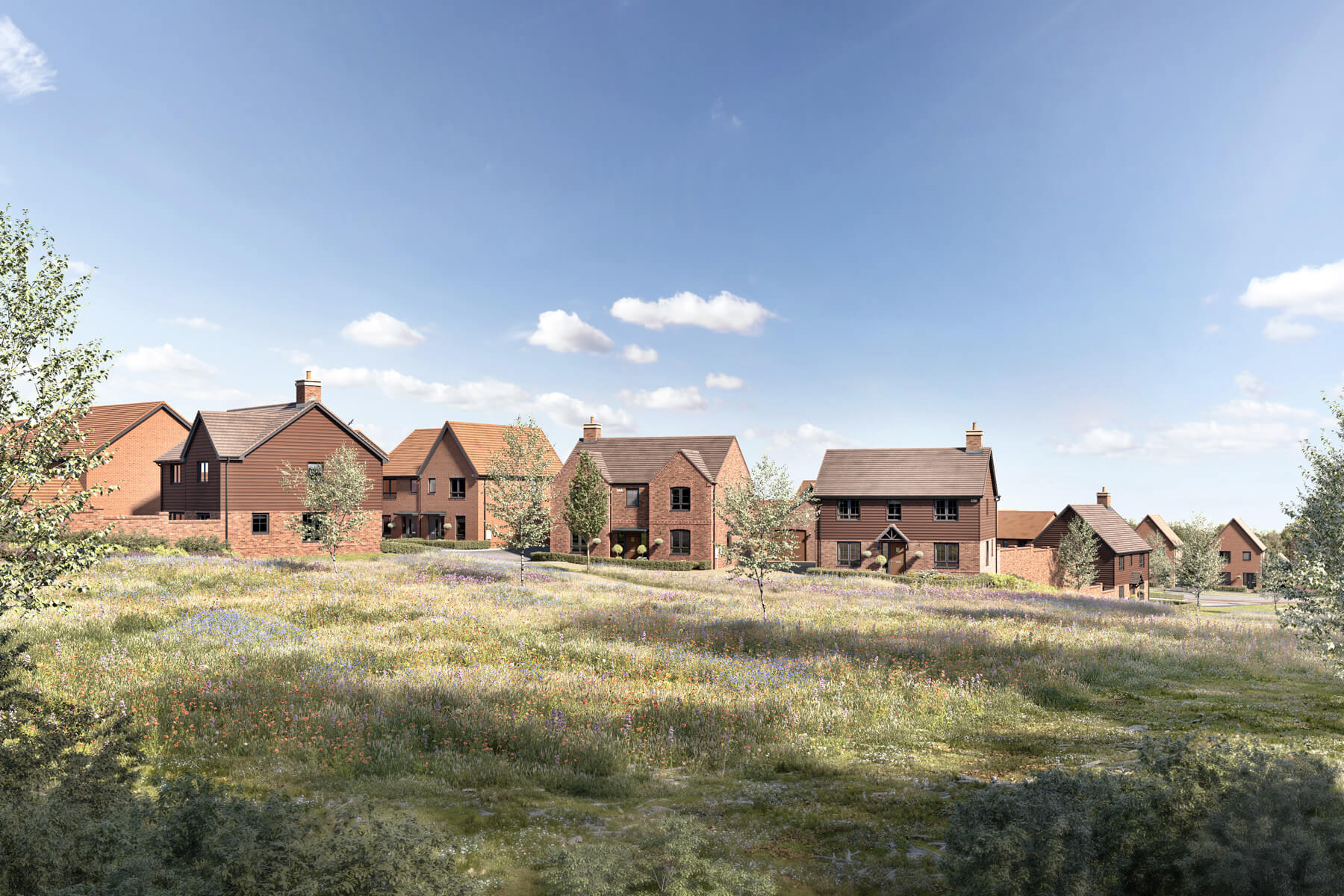 Sondes Meadows, Dorking street scene CGI