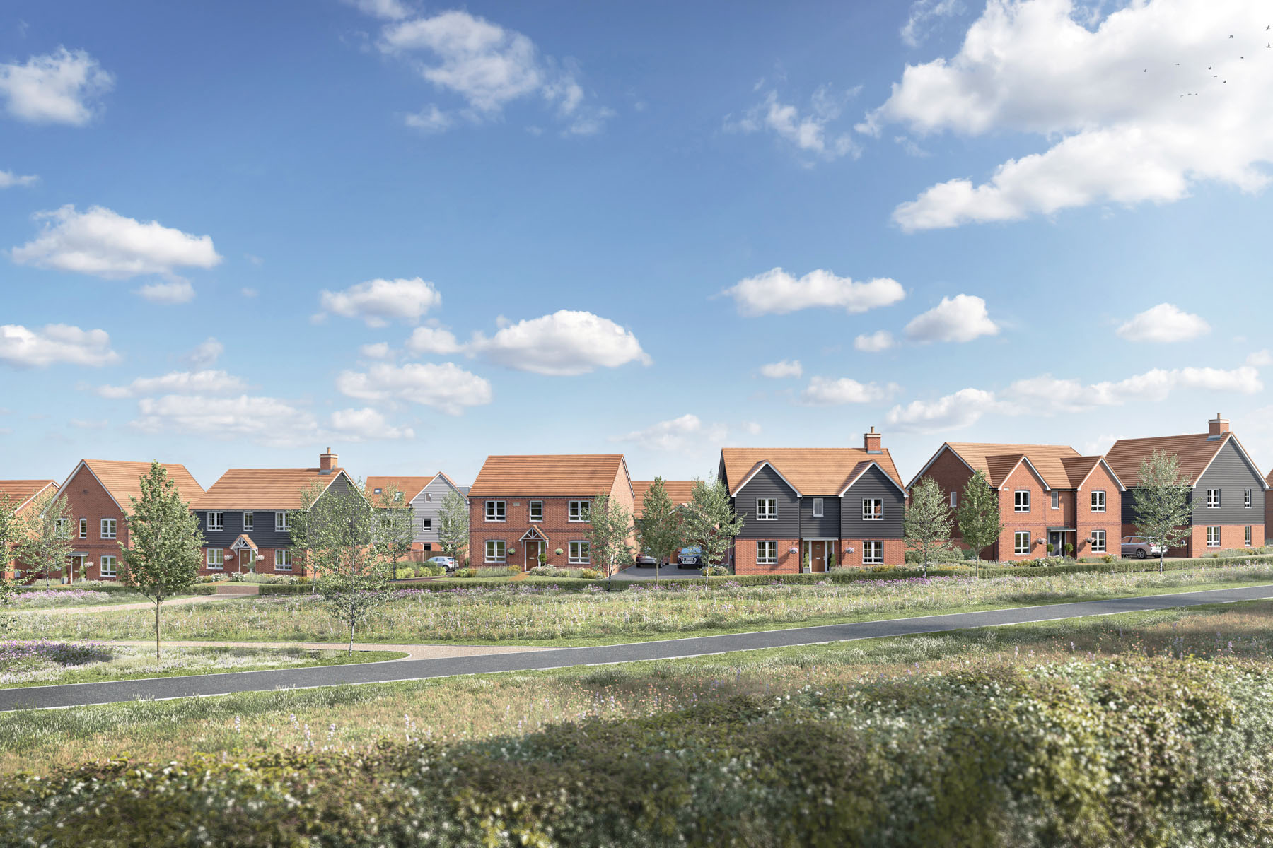 Sondes Meadows, Dorking street scene CGI