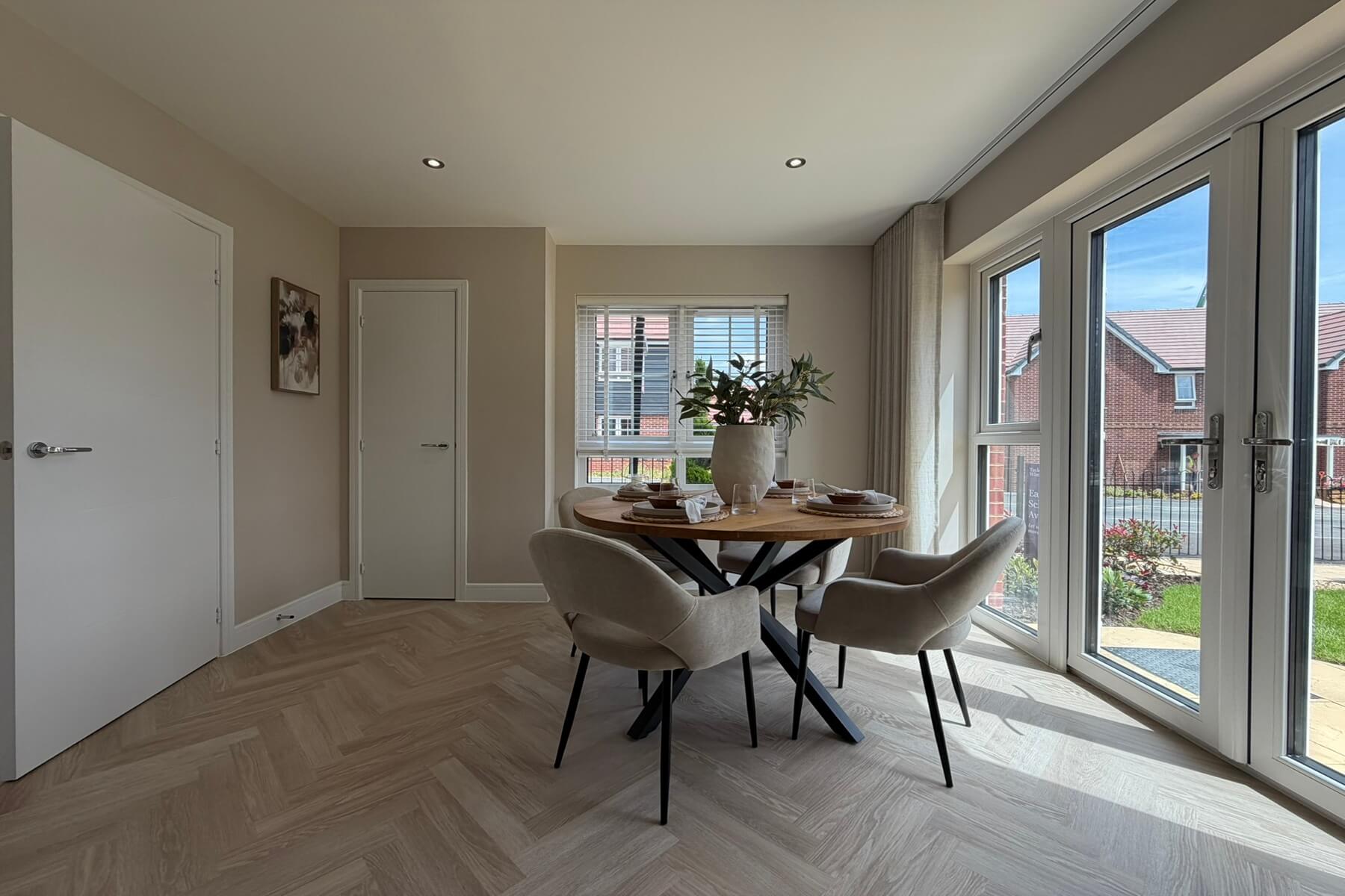 Open plan kitchen and dining area