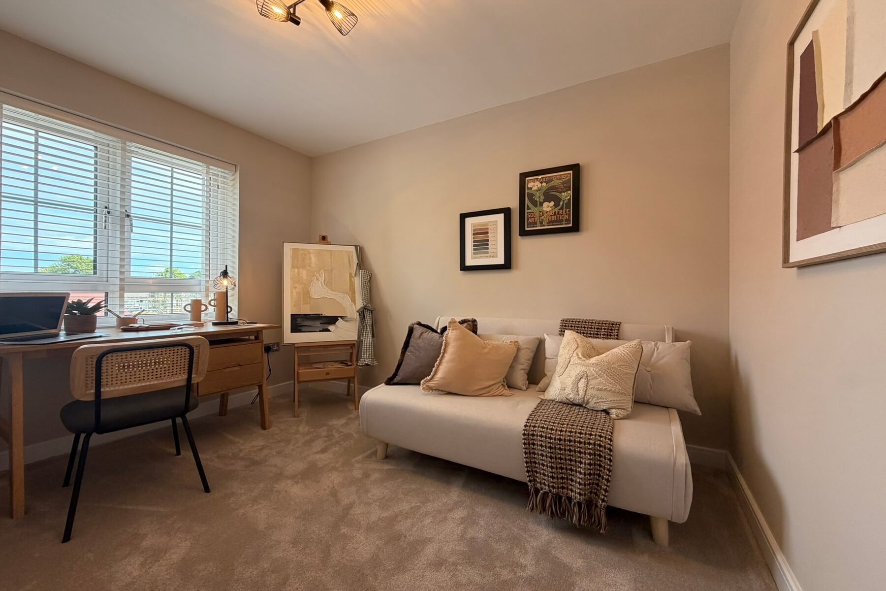 Home study space with desk and workspace