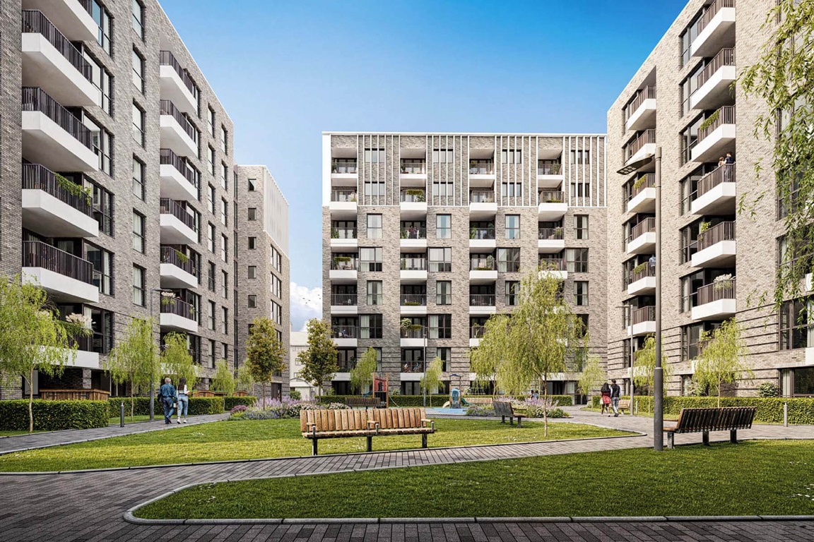Valence View communal courtyard (CGI street scene)